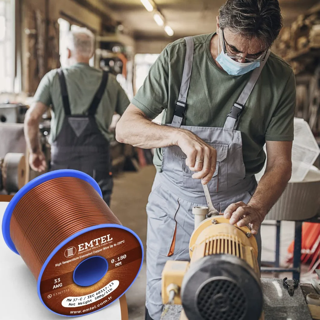 Emtel 1,02 mm (18 AWG) - 500 gr (1 LB) - 67 metri di filo di rame smaltato - Filo di avvolgimento per motori, trasformatori, altoparlanti, bobine magnetiche - fino a 220°C - doppio rivestimento