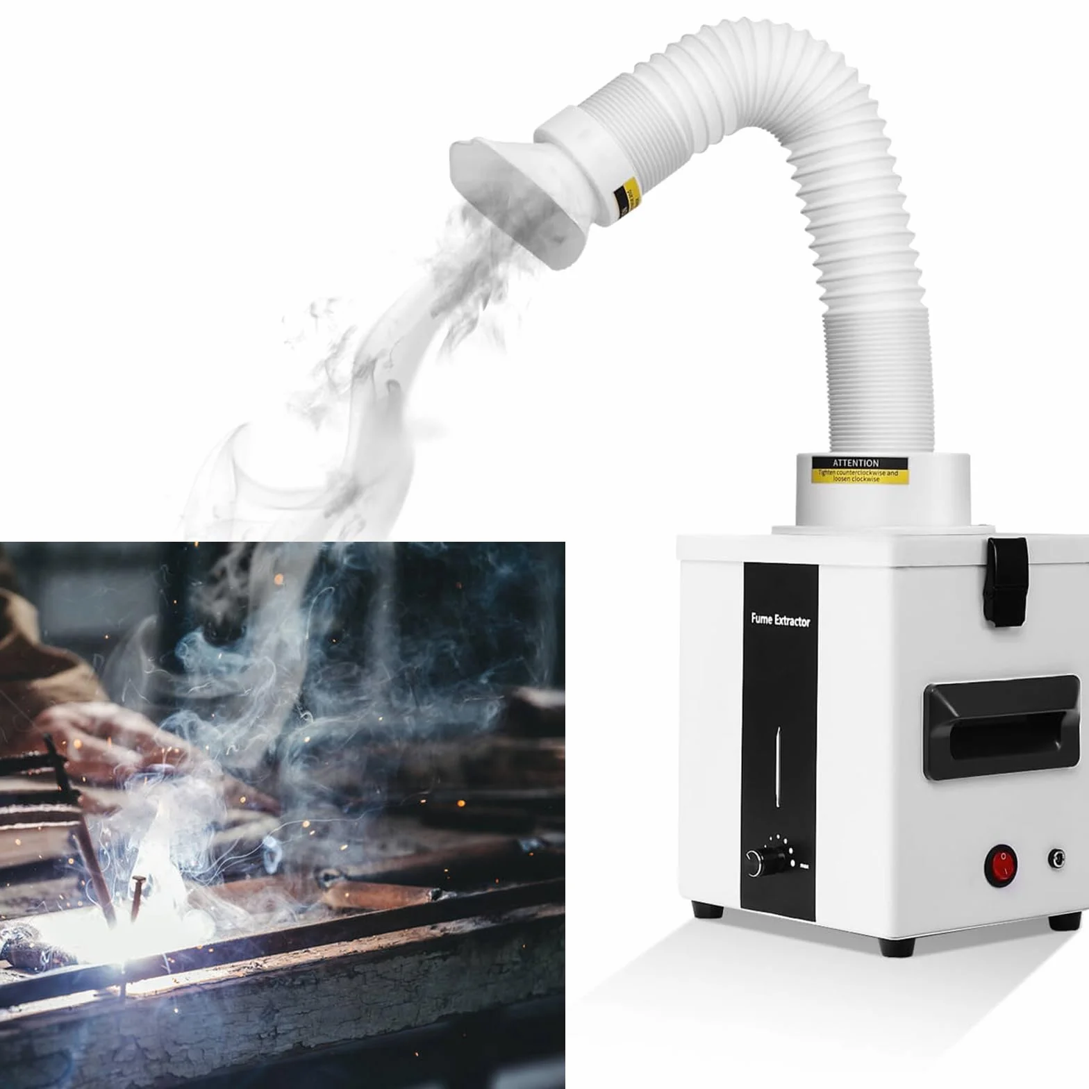 Aspirazione del fumo di saldatura, 50 W, filtro a 3 livelli, cappa aspirante per incisioni laser