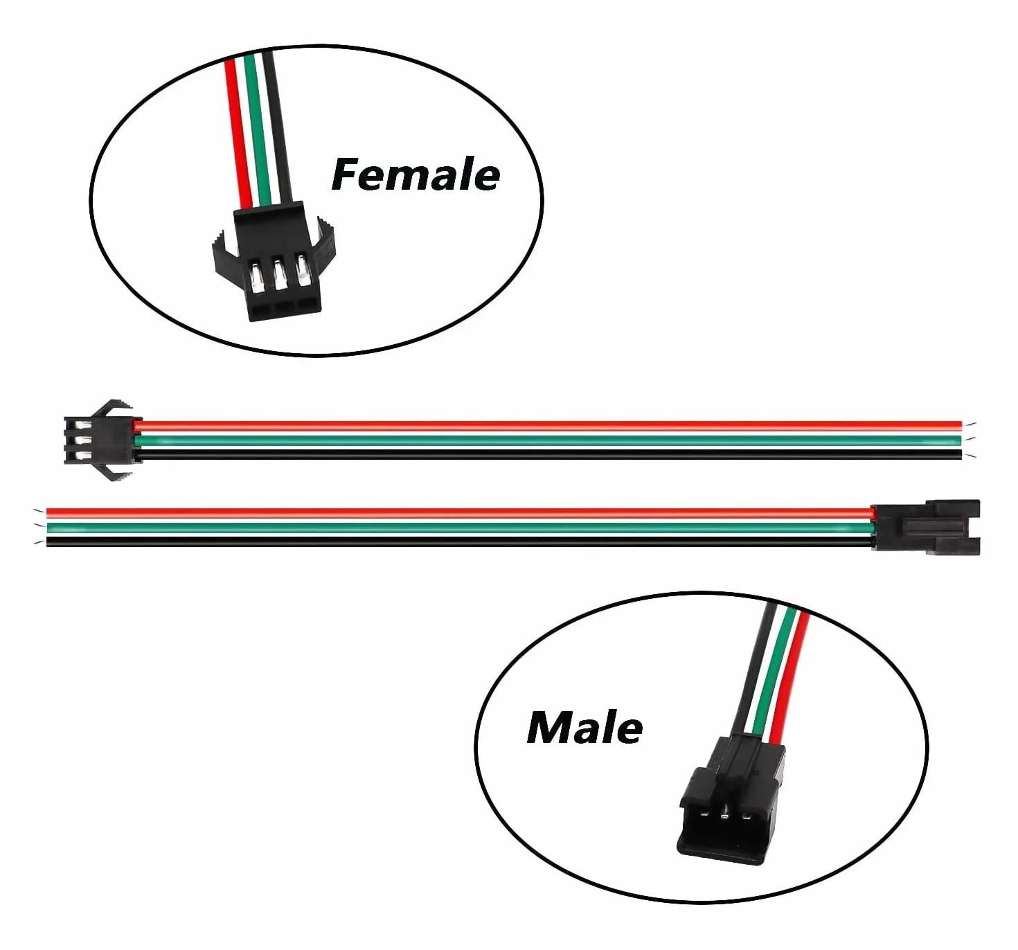 HUAZIZ 30 Pairs 22AWG Maschio/Femmina JST 3 Pin SM connettori Lunghezza Filo 150mm Rosso/Nero/Verde Plug Match Adattatore Cavo Cavo Connessioni