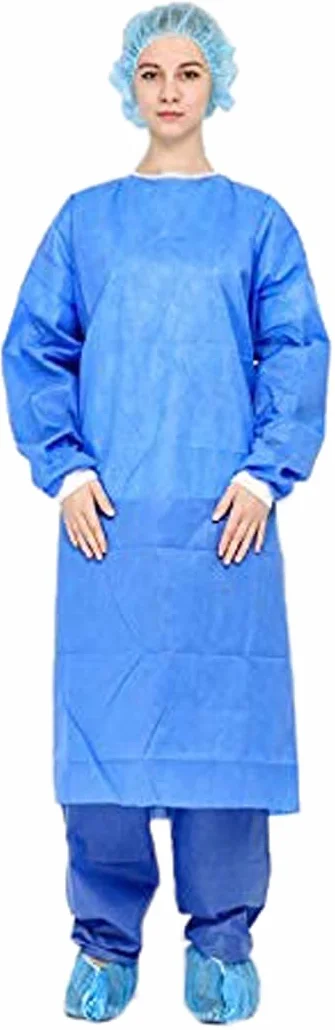 BERICAH Camicie TNT USA e Getta con Polsini, Non sterile, Blu, L, Confezione da 10