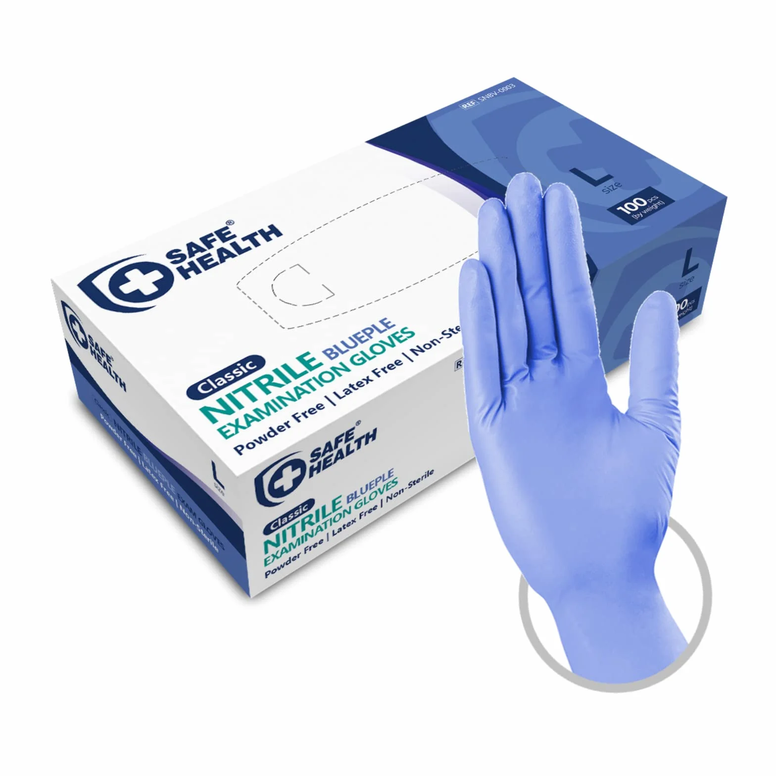 Guanti Monouso da esame in Nitrile Azzurro Taglia L 100 pezzi Ipoallergenici CE EN374 EN455 3,5 Mil