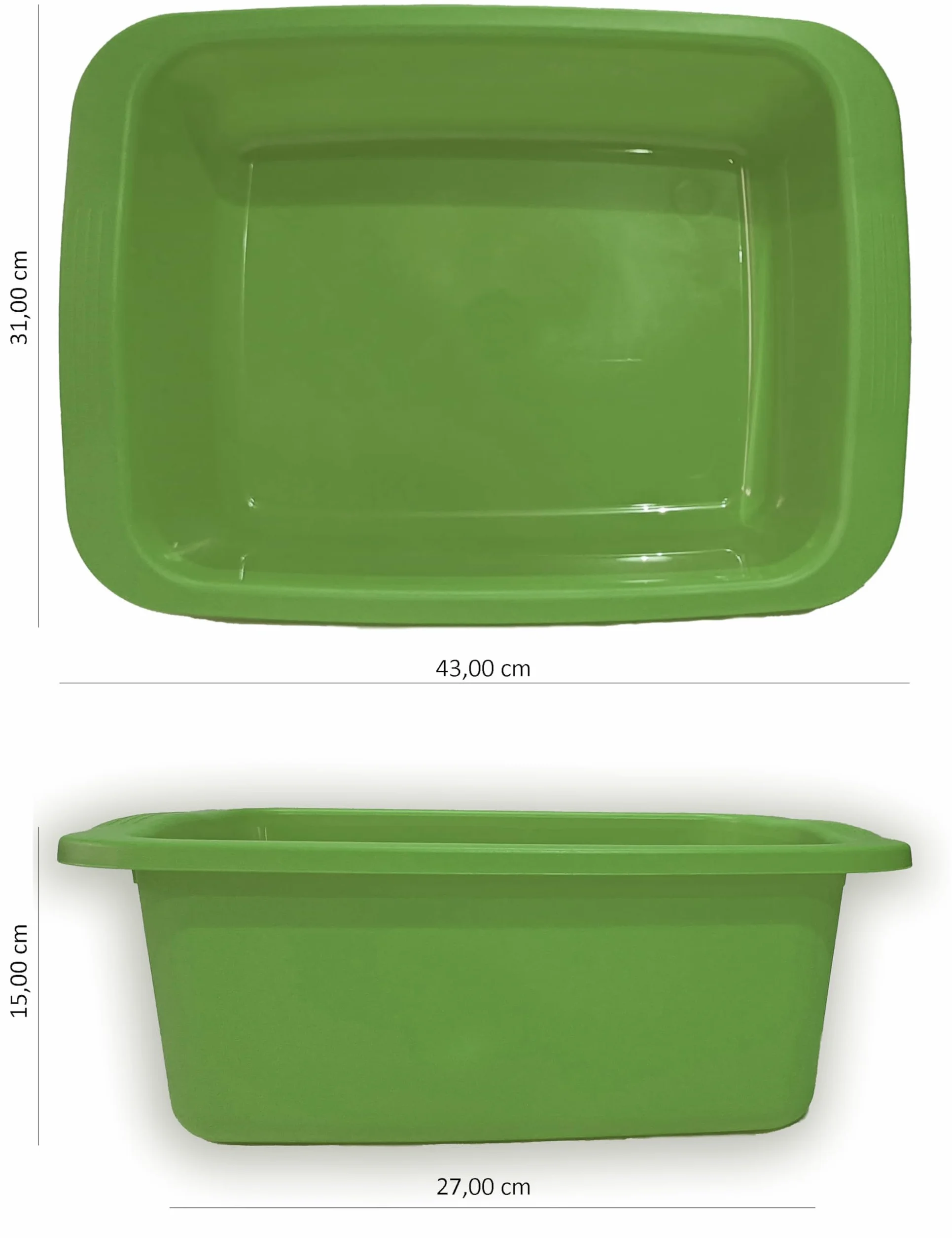 Macchiavelli catino rettangolare verde 10L plastica vaschetta multiuso 42x31x15,5 cm