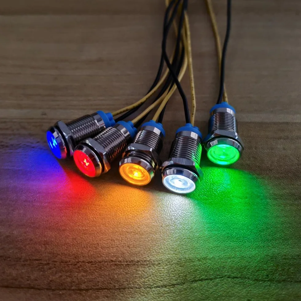 Gebildet 5pcs 10mm 230VAC LED Indicatore Luminoso in Metallo Lampada di Segnalazione Impermeabile (Rosso)
