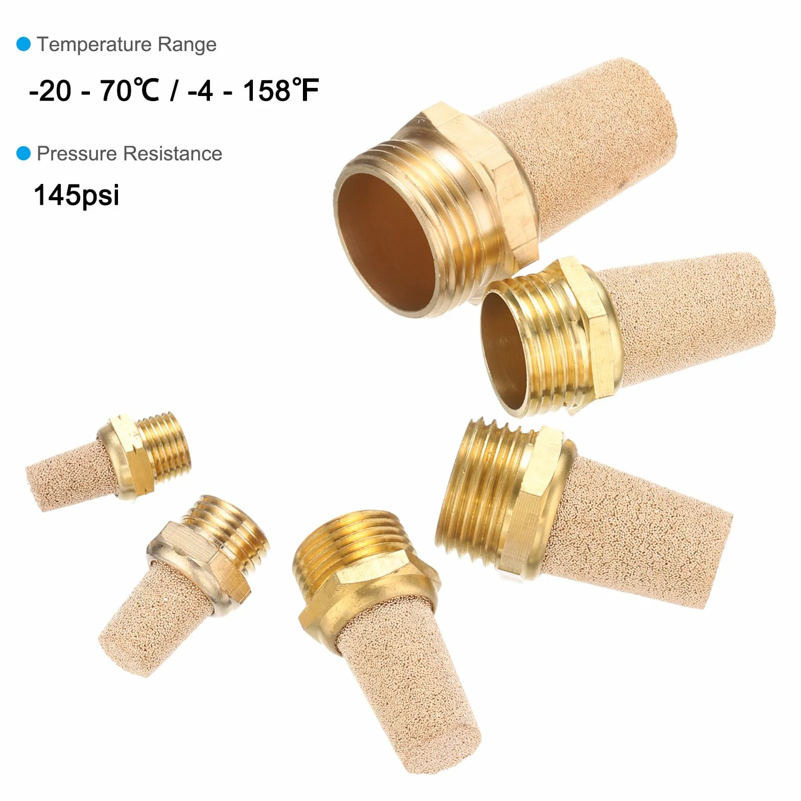 PATIKIL Marmitta Pneumatico NPT 1/8, 3 Confezioni Filtro Marmitta di Scarico Compressore d'Aria in Ottone Bronzato Sinterizzato, Dorato
