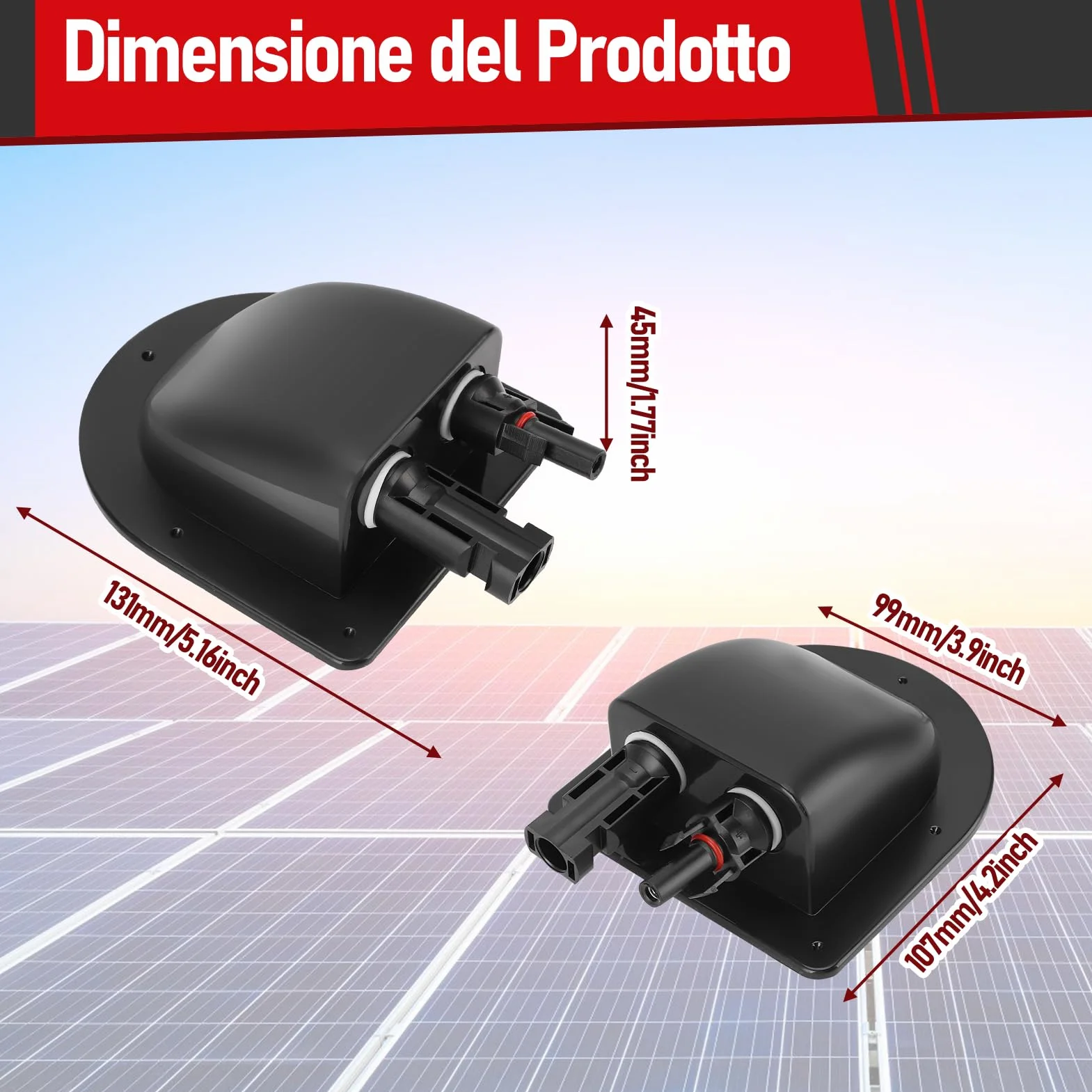 Doppio Passacavo Solare, Alloggiamento Ingresso Solare con Cavo in Rame 10AWG Flessibile da 3m, Impermeabile Passacavo Solare per Camper Barche Roulotte, Nero