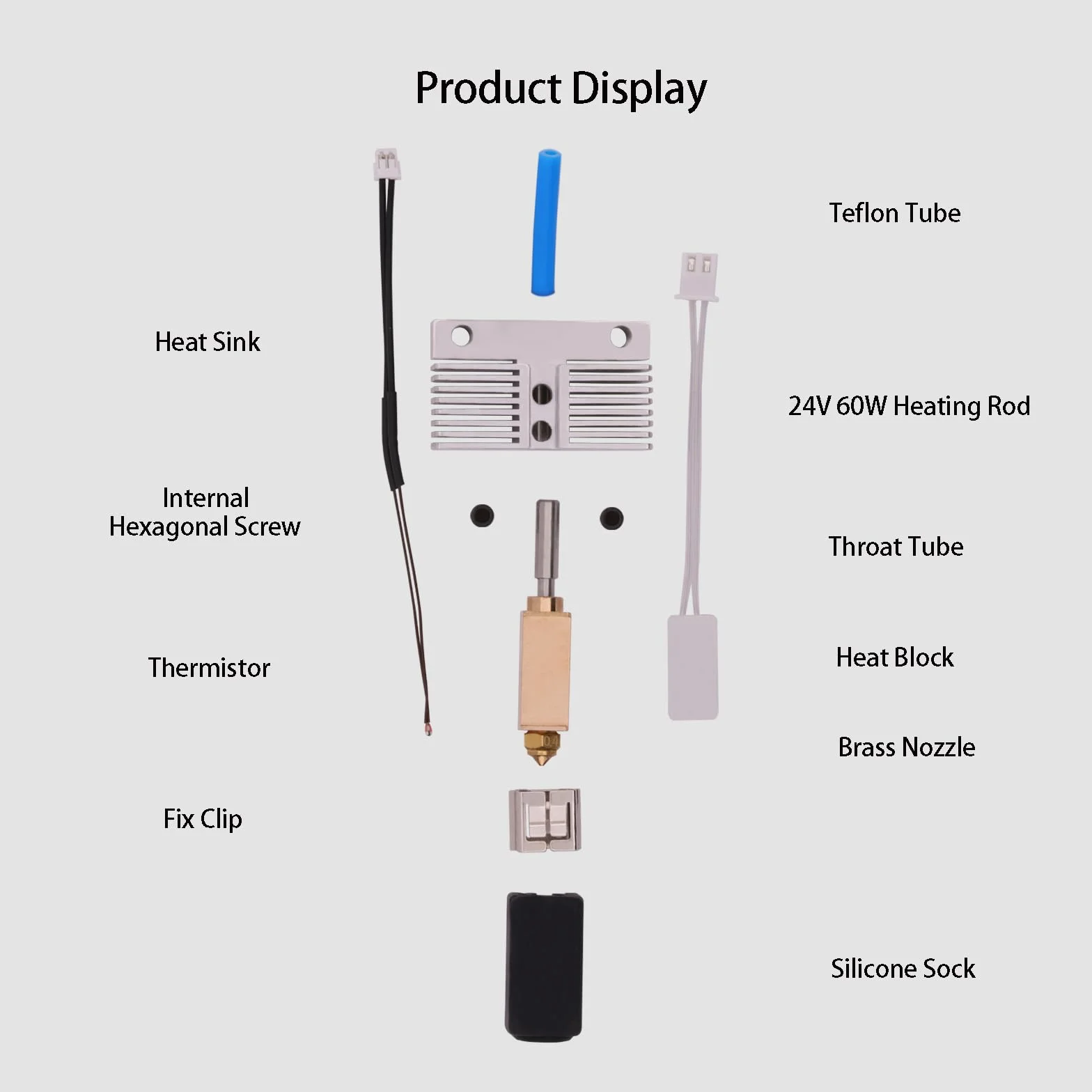 Kit Hotend per Elegoo Neptune 4 Plus, Neptune 4 Max, estrusore 3D Printer Print Head Extruder Hot End Kit Heating Block Kit con 5 pezzi extra 0,4 mm in ottone e 1 cover in silicone