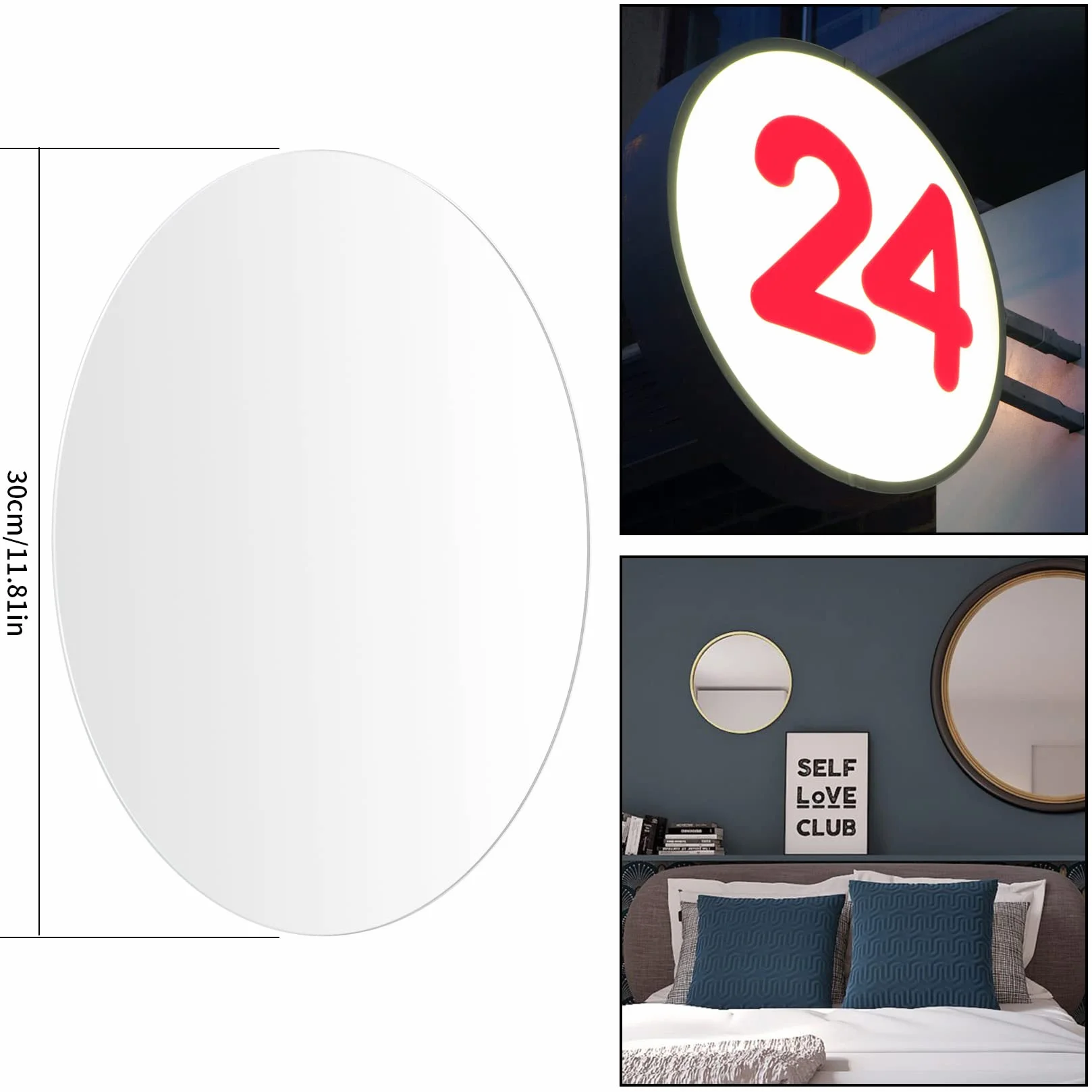 2 Pezzi Foglio Acrilici Trasparenti Rotondo, 30 cm/12 Pollici Disco Acrilici Circolare, Pannelli Pannello di Dischi Circolari Acrilici per Cornice Pittura Artigianato Fai da Te