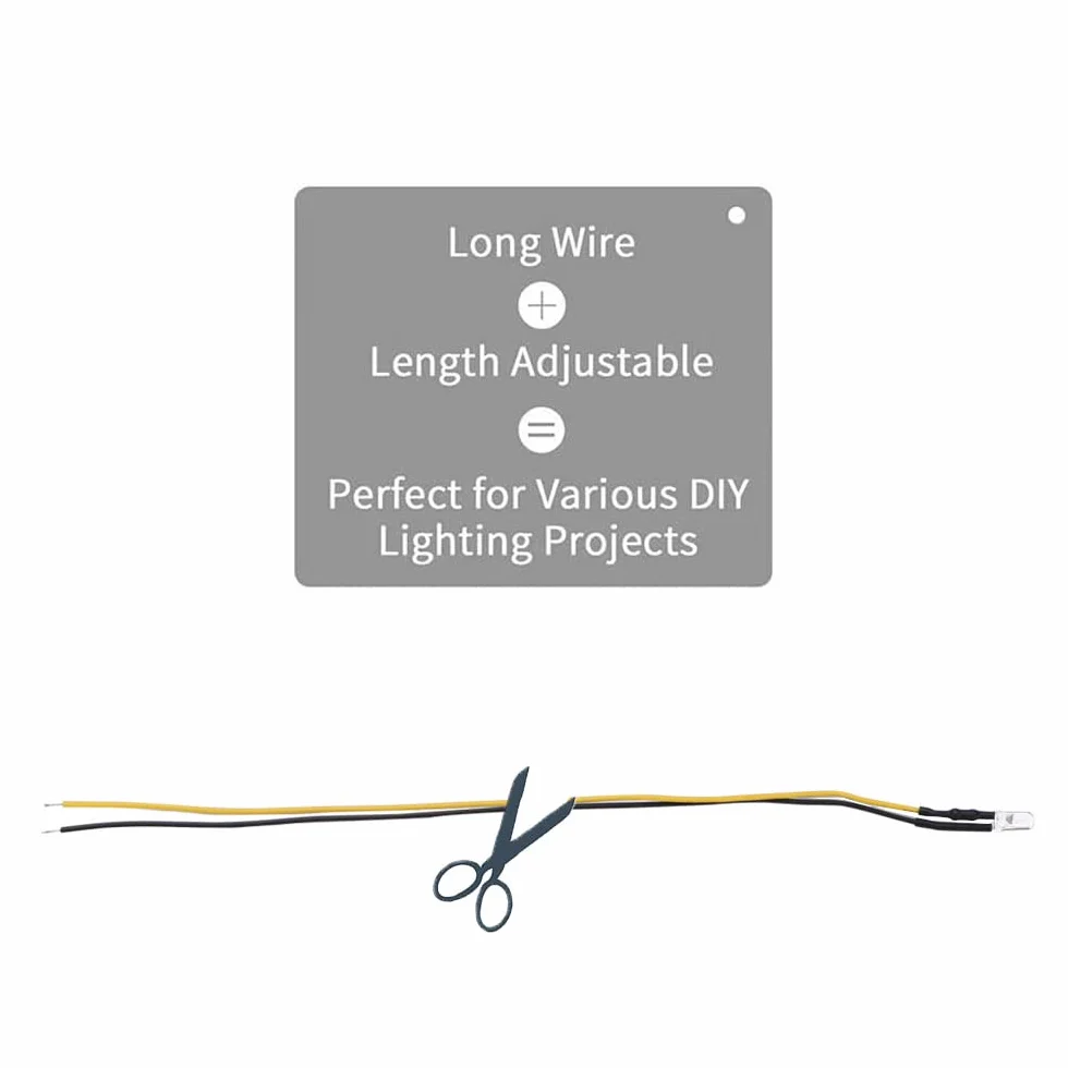 YIXISI 50 Pezzi 3mm LED Diodo ad Emissione Luminosa 12V 20cm per Illuminazione Automobilistica