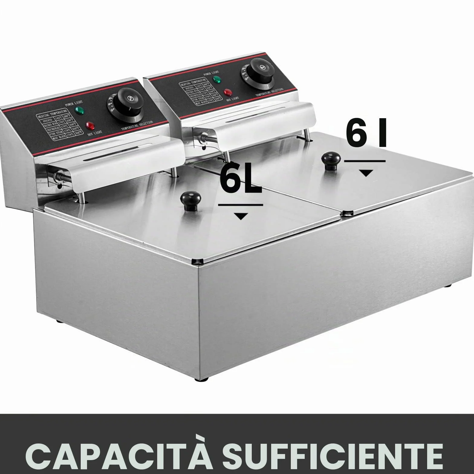 VEVOR Friggitrice Elettrica Professionale 12L 5000W con Doppio Cestino Elettrico Doppio Serbatoio Controsoffitto Friggitrice Francese in Acciaio Inossidabile