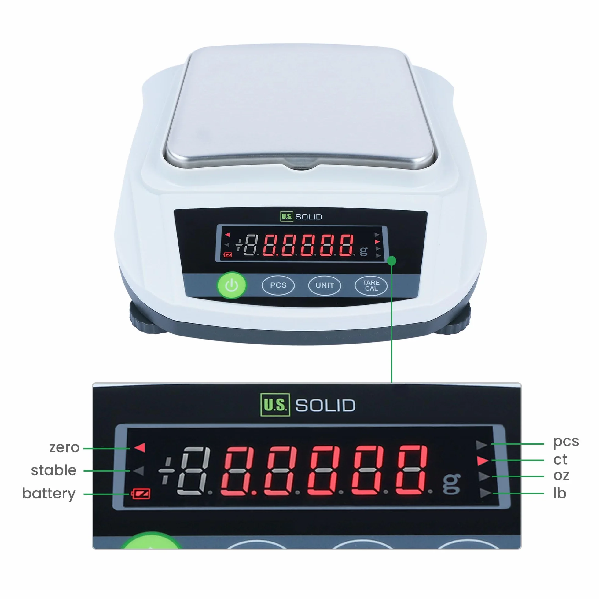 U.S. Solid Bilancia Digitale di Precisione 3000 g x 0,01 g con Alimentazione AC/DC