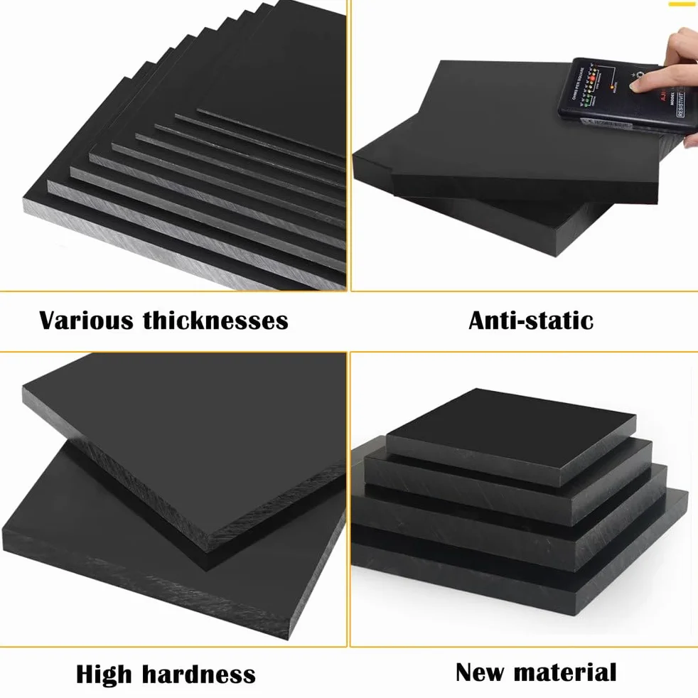 Set 2 Lastre Plastica Nera Rigida 2mm – Fogli PP per Officina Modellismo Pannelli Tecnici Fai da Te,40×80cm