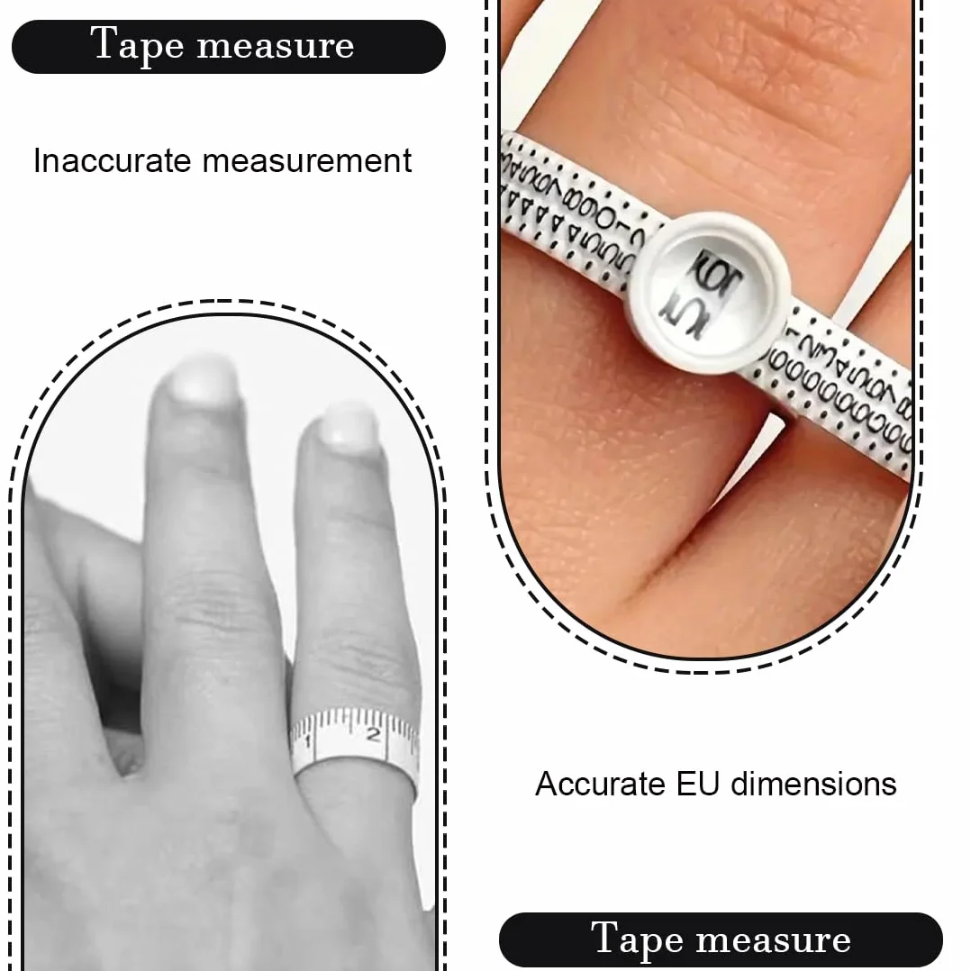 Misuratore di Taglia Anello 4 Pezzi Determinare Dimensione Anello (Nero Bianco)
