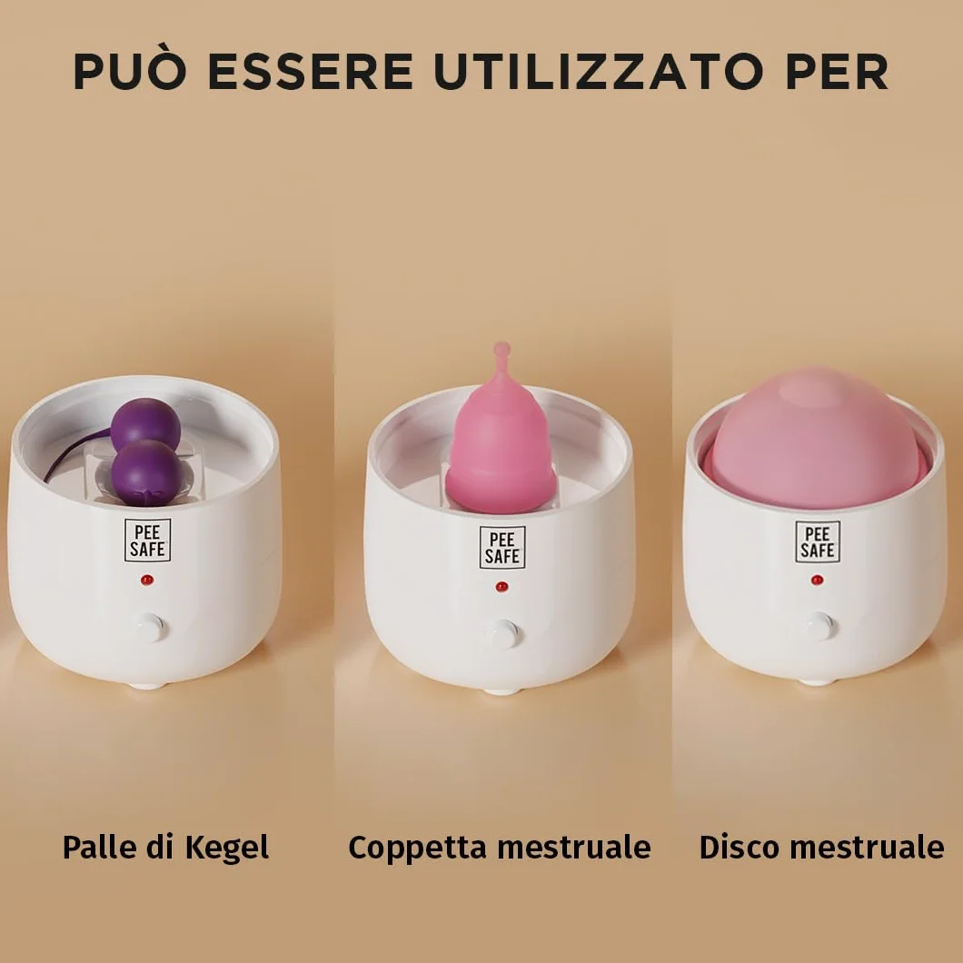PEESAFE Sterilizzatore a Vapore per Coppetta Mestruale | Elettrico | Sterilizzazione Istantanea | Per Disco Mestruale e Palline di Kegel