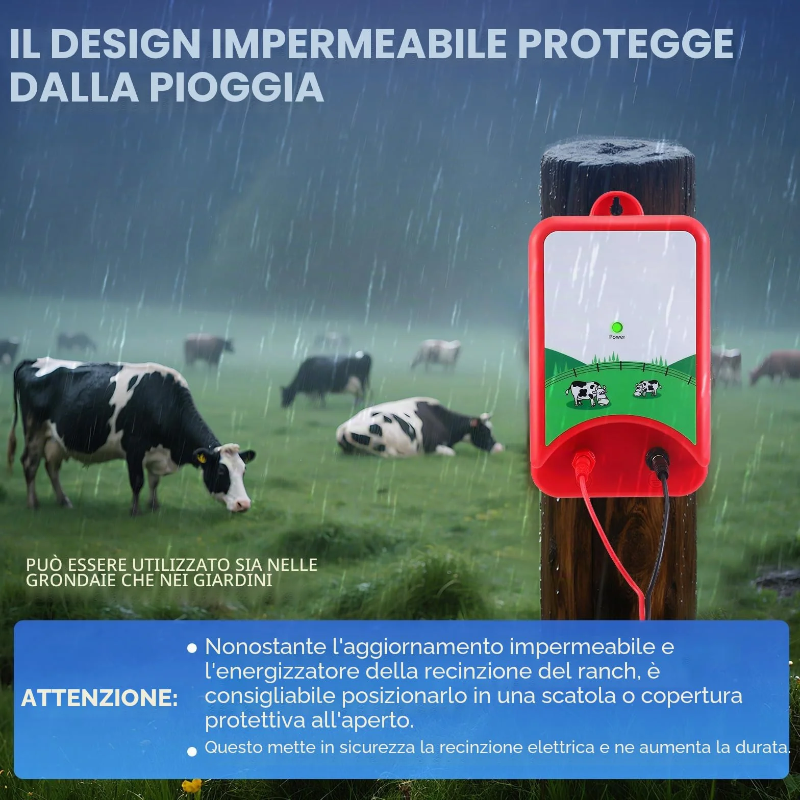 Elettrificatore Per Recinto Elettrico 10Km 12V 1.5J Per Animali Cane Cinghiale Cavalli Pecore