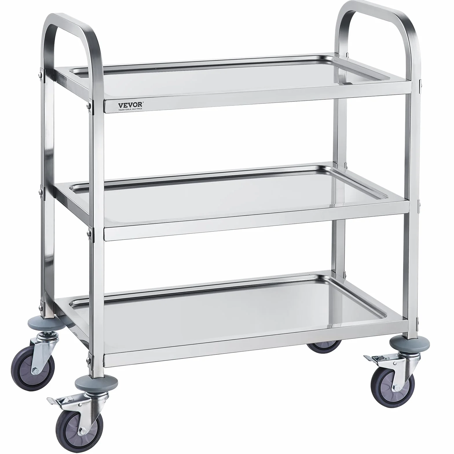 VEVOR Carrello da Laboratorio in Acciaio Inox 3 Ripiani 100 kg 740x396x860 mm