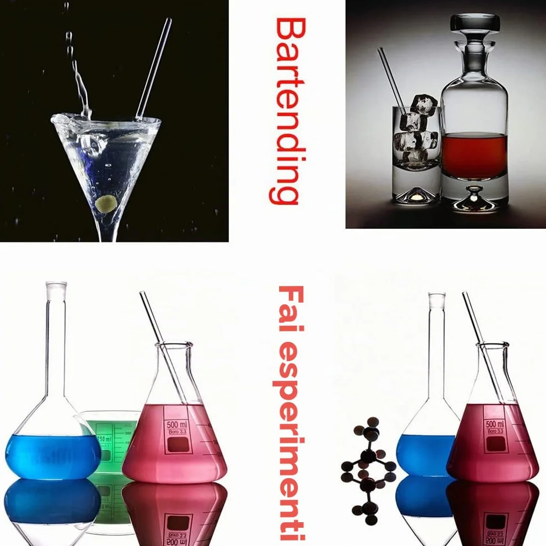JESSTOLO Set di Bicchieri Cilindrici Graduati in Vetro, 5 Becher, 4 Cilindri, 3 Pipette, 4 Aste di Agitazione e 2 Spazzolini
