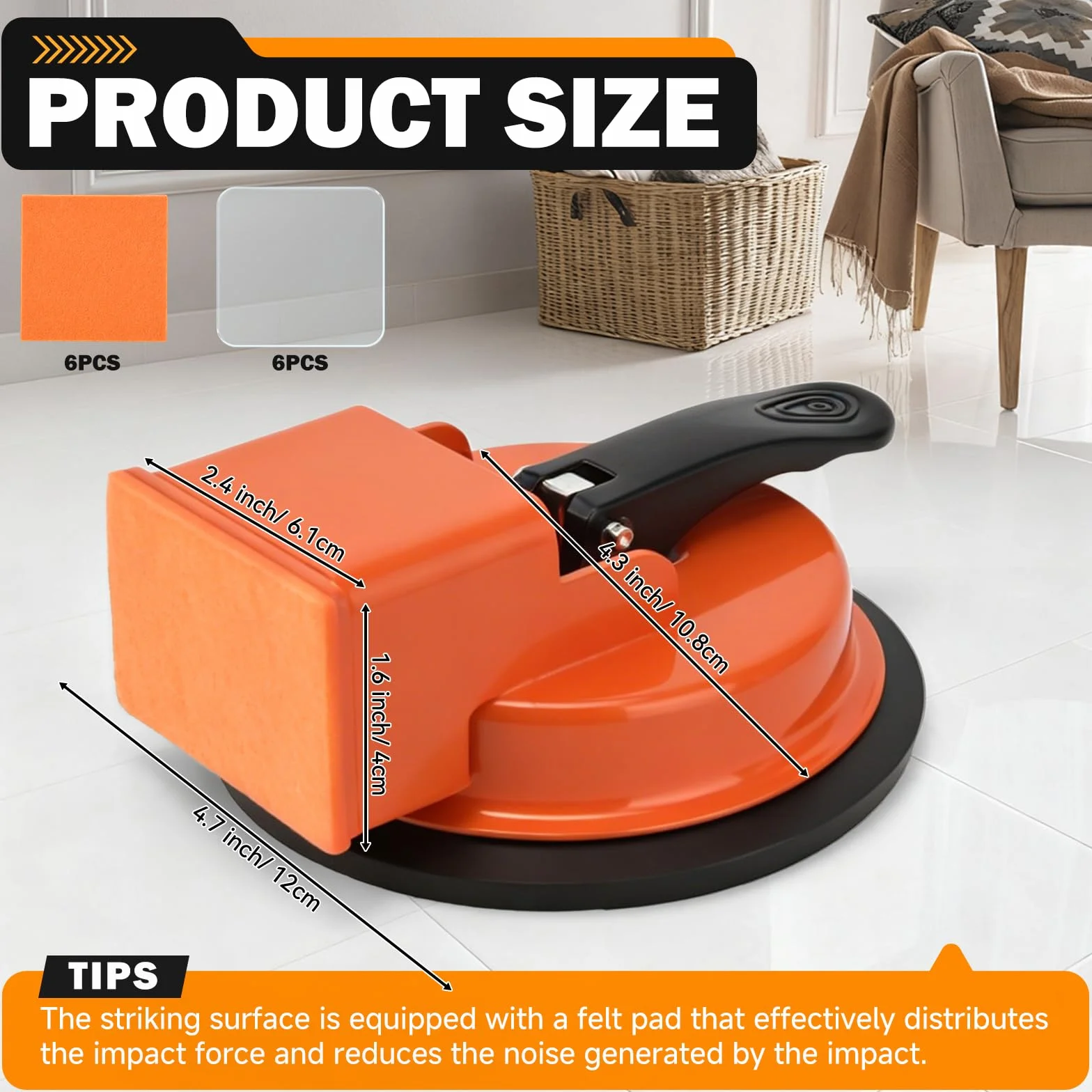 Strumento di Posa per Pavimenti in Laminato con Ventosa, Kit Riparazione Pavimenti con Ventosa – Attrezzo per Chiudere Fessure Pavimento, ad alta presa, per Laminato, Vinile, Parquet