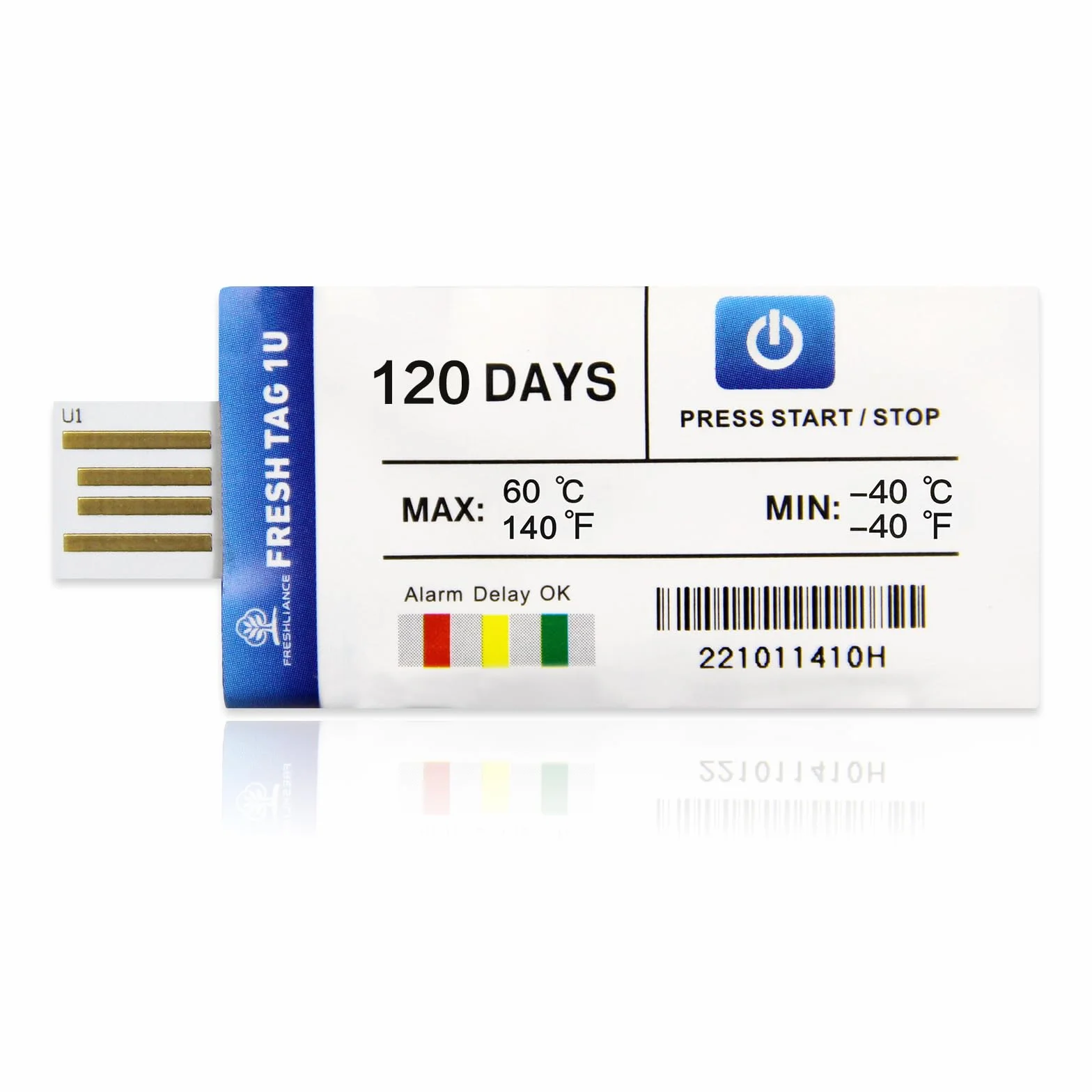 Freshliance Registratore dati di temperatura, -40℃~60℃ Registratore di temperatura USB monouso con report PDF CSV, 30000 letture Alta precisione 120 giorni 2 confezioni, Fresh Tag 1U