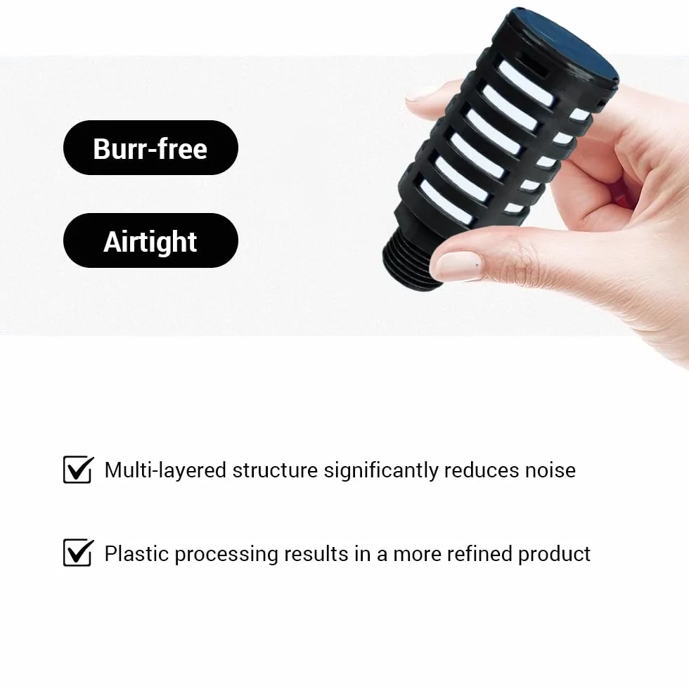 Silenziatori pneumatici in plastica filettatura maschio 3/4" nera raccordo compressore
