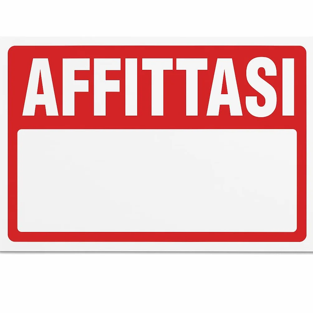 Cartello “AFFITTASI” Personalizzabile – PVC 3 mm – Formato 30x20 cm – Resistente UV e Impermeabile – Con Spazio per Dati di Contatto – LEMAG SRL