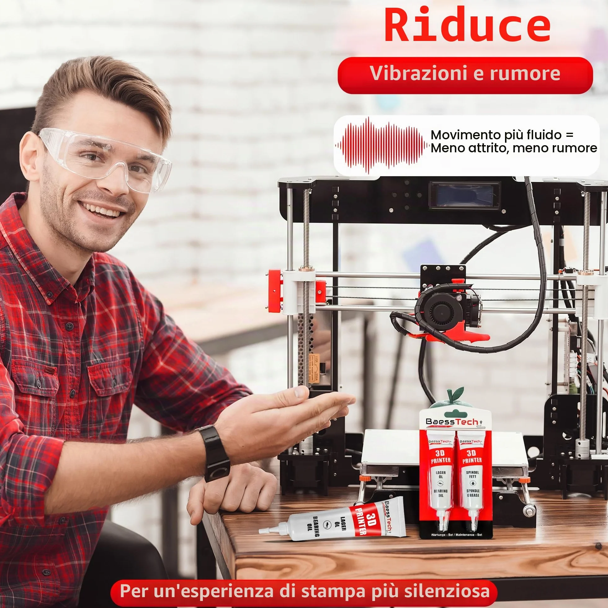 Set di accessori per lubrificanti per stampanti 3D e olio per la manutenzione professionale - Olio per mandrino per ottimizzare la stampa e ridurre il rumore - Lubrificante per stampa 3D, 30