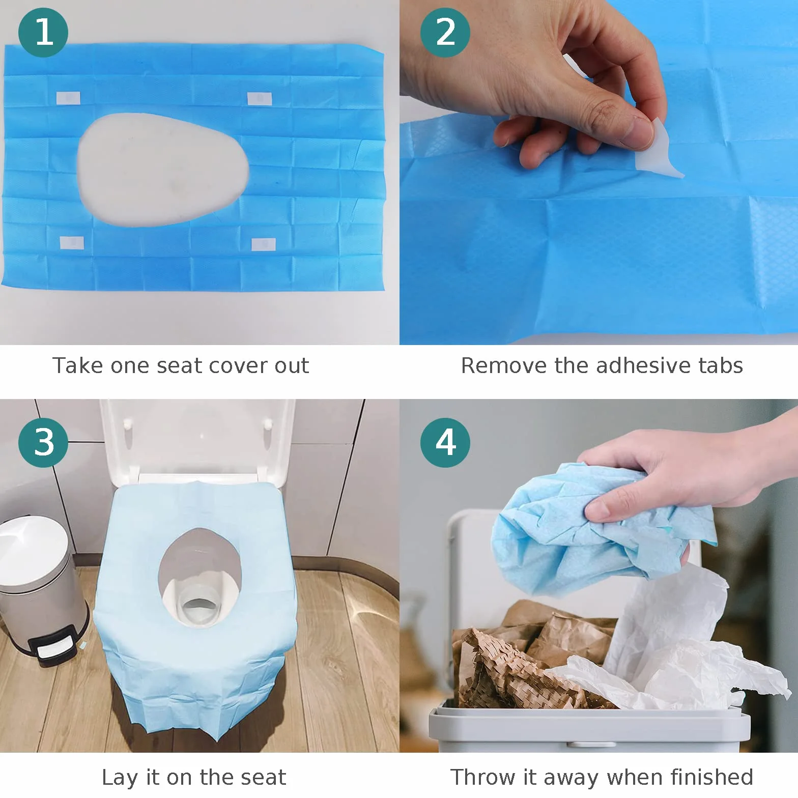 Coprisedili Monouso per WC Antibatterico 40 x 60 cm LncBoc per Viaggi Campeggio Hotel Ospedale