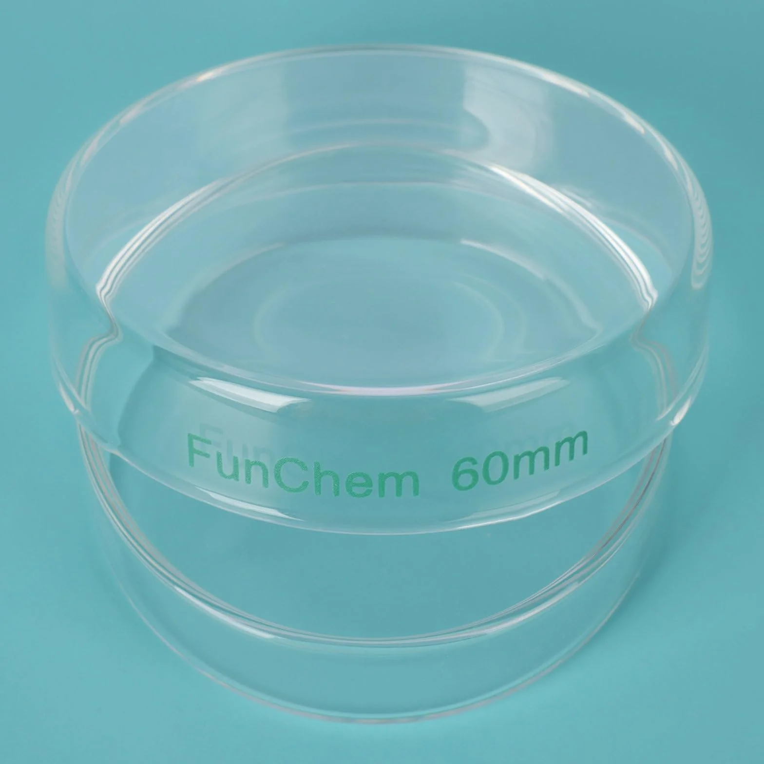 FunChem Capsula Petri in Vetro Borosilicato con Coperchio Trasparente per Test e Osservazioni di Laboratorio - Diametro Esterno 60 mm, Confezione da 5