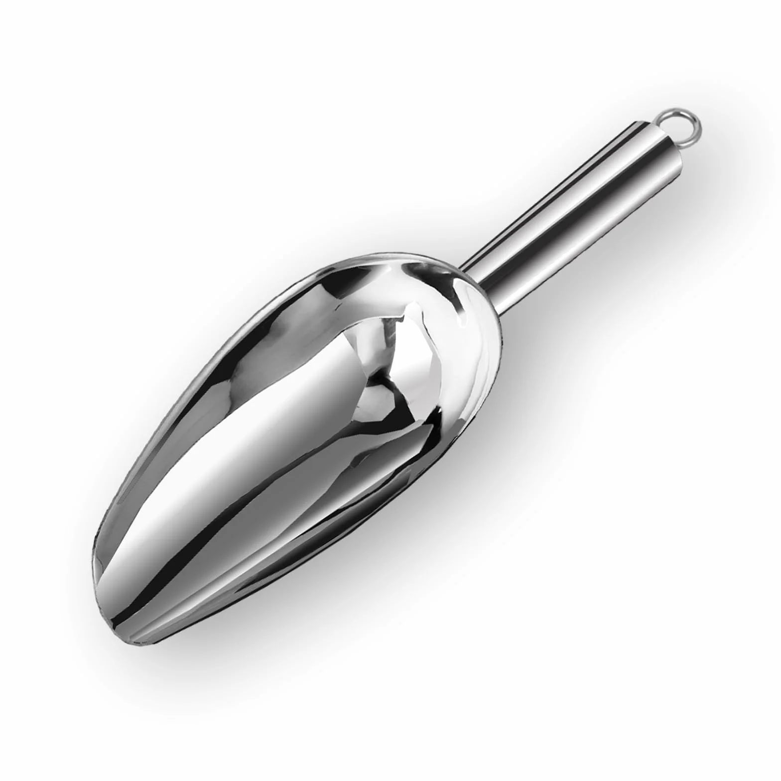 Paletta per ghiaccio in acciaio inox ispessito con gancio, 170 g, 20 cm, utensile da cucina multiuso per ghiaccio, farina, zucchero e altro ancora