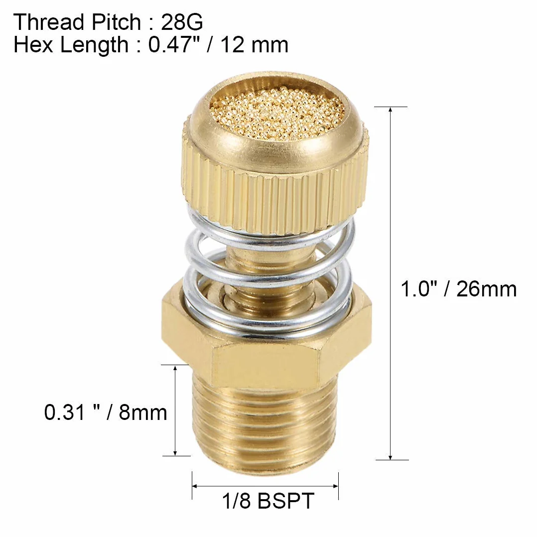 Silenziatore scarico aria regolabile pneumatico rame 1/8 BSPT 5 pezzi