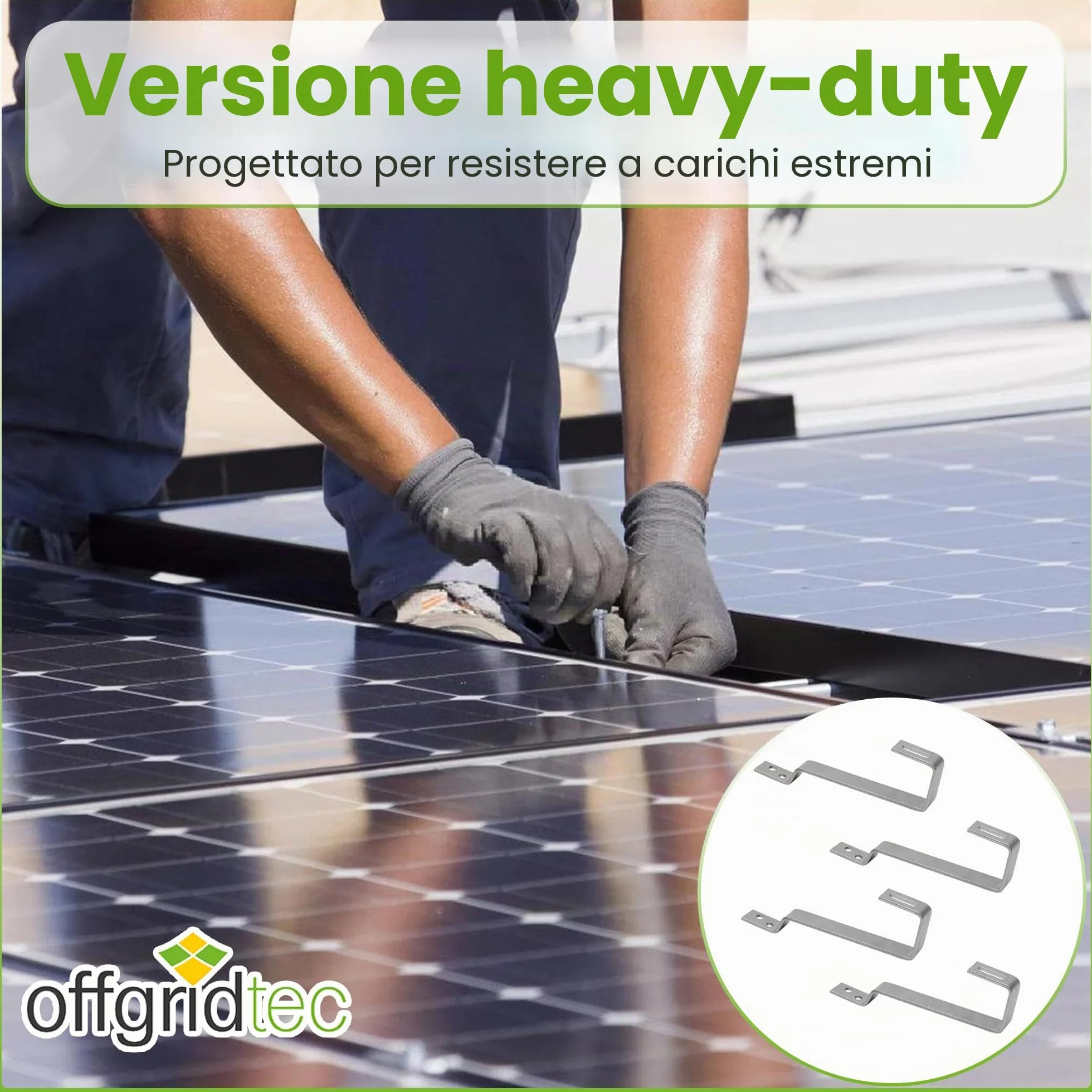 Offgridtec Gancio per tetto in acciaio inox V2a per montaggio a parete di pannelli solari su tegole a coda di castoro