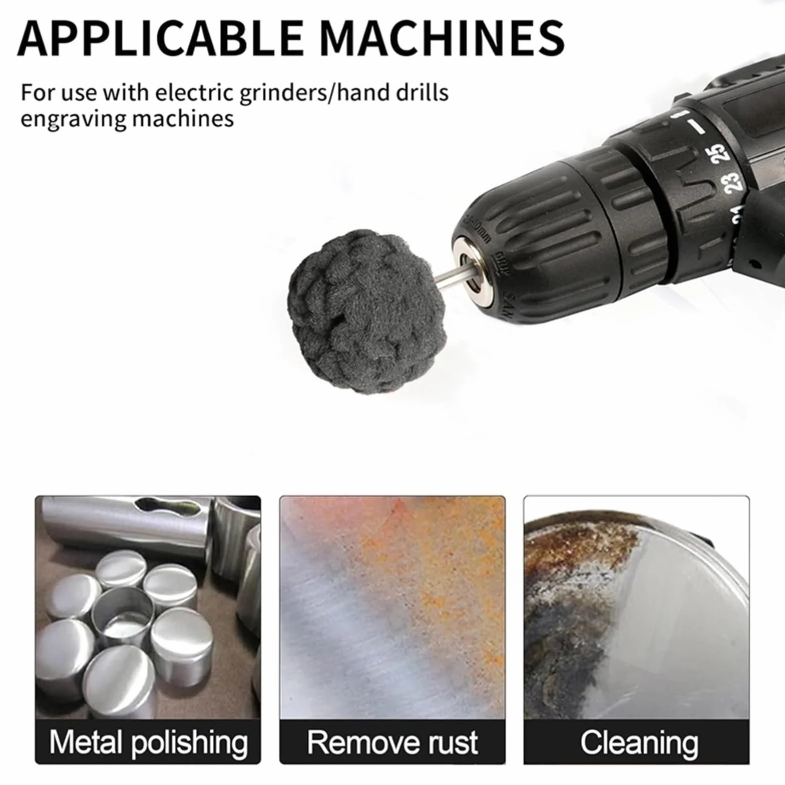 Set di 6 punte abrasive in tessuto non tessuto per lucidare spazzola spugna abrasiva sagomata 1/4 pollici per alluminio acciaio inossidabile
