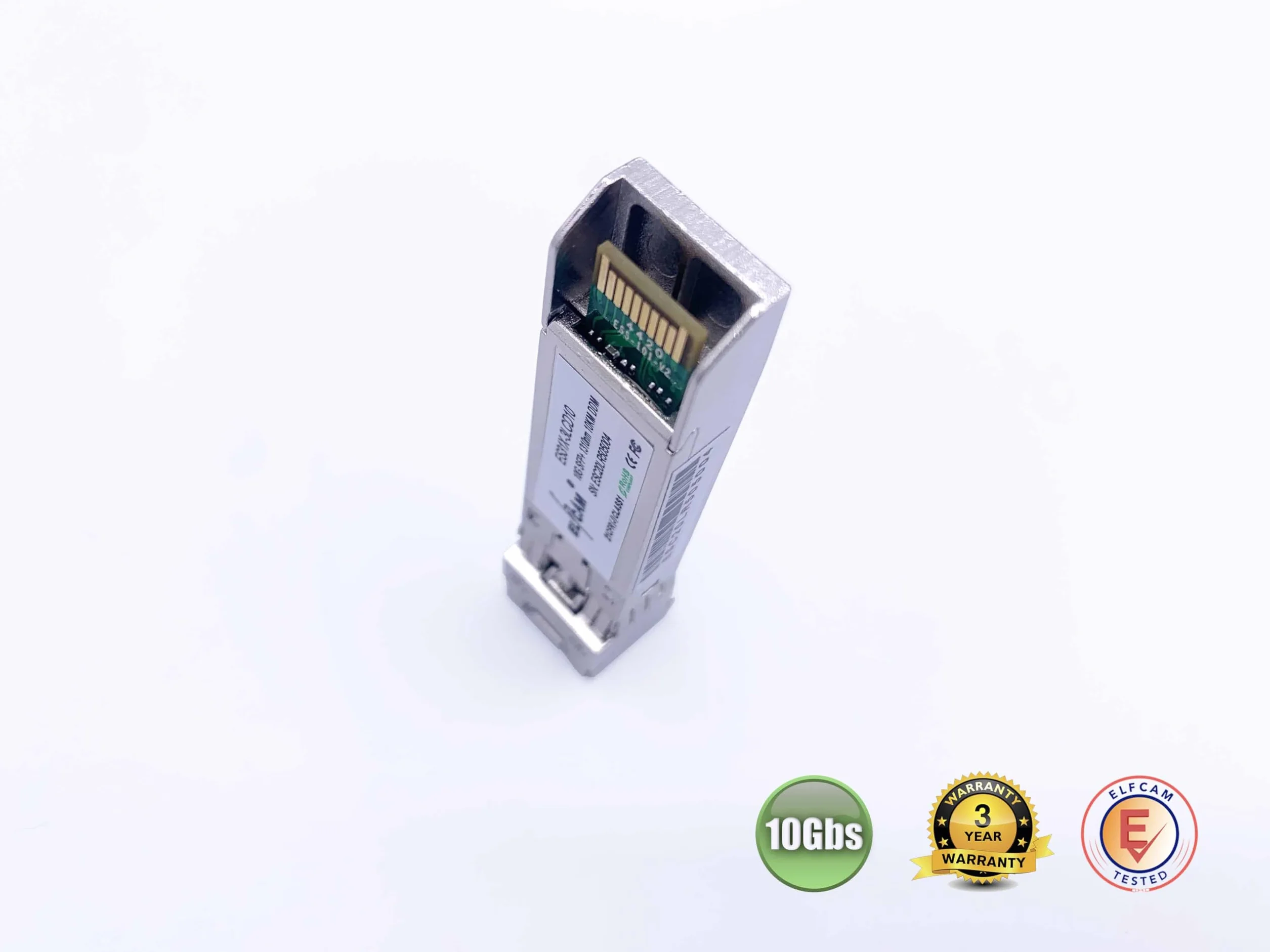 Elfcam Modulo Ricetrasmettitore Fibra Ottica 10Gb SFP+ SFP+ 10GBase-LR 1310nm LC/UPC DM OS2 Compatibile Freebox Ultra 1 Pezzo