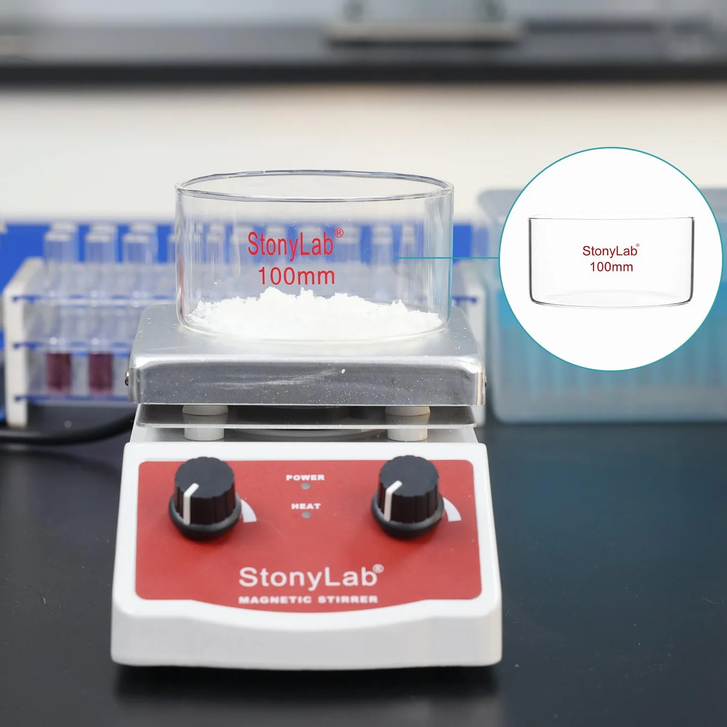 stonylab Piatto per Cristallizzazione, Piatti per Cristallizzazione in Vetro di Borosilicato a Parete Spessa per Cristallizzazione ed Evaporazione di Laboratorio, Fondo Piatto, Senza Becco