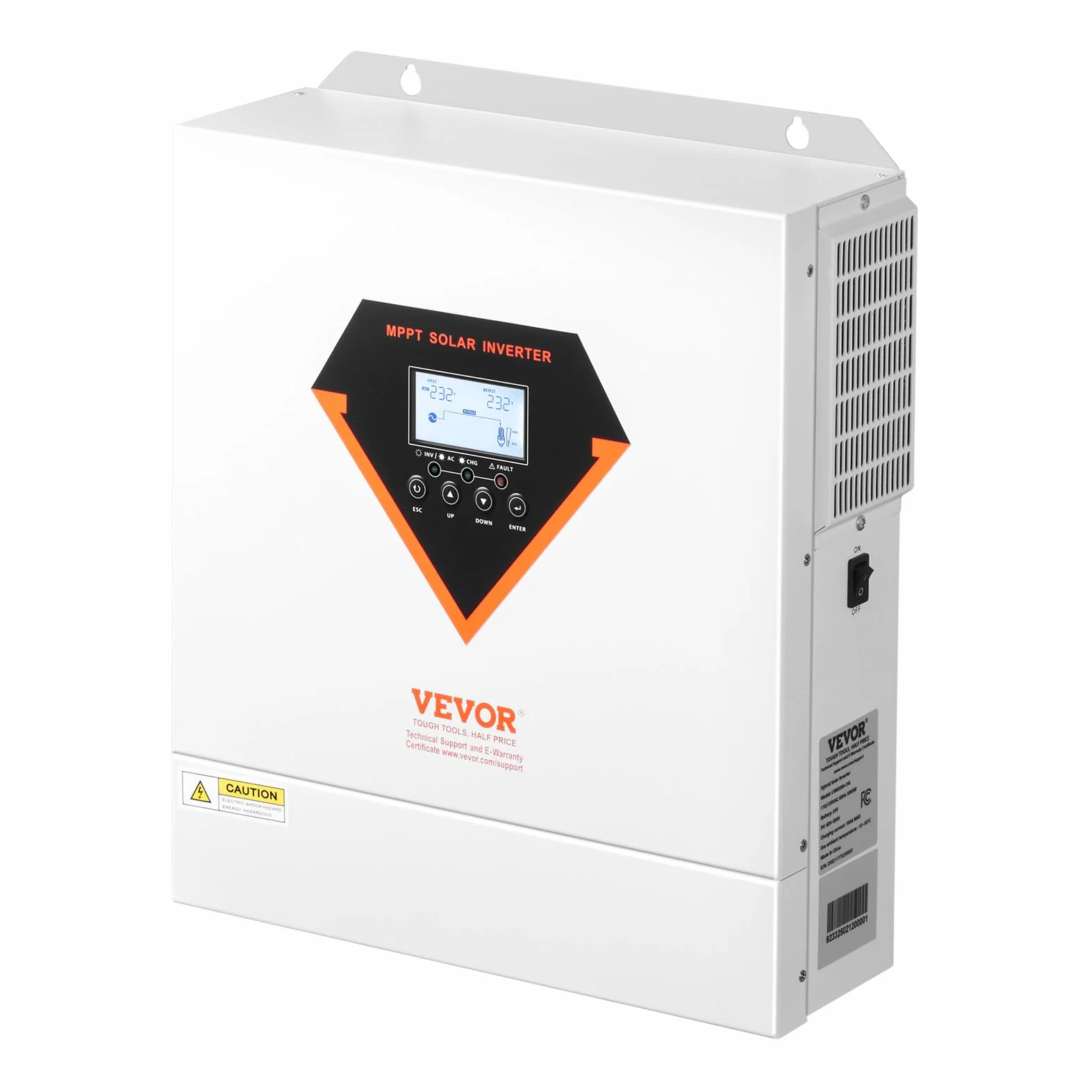 VEVOR Invertitore Solare Ibrido, Invertitore per Sistema Fuori Rete di Potenza a Onda Sinusoidale Pura Tutto in Uno, 24 V CC Monofase 220/230 V CA, 3500 W, con Regolatore Solare da 100 A Integrato