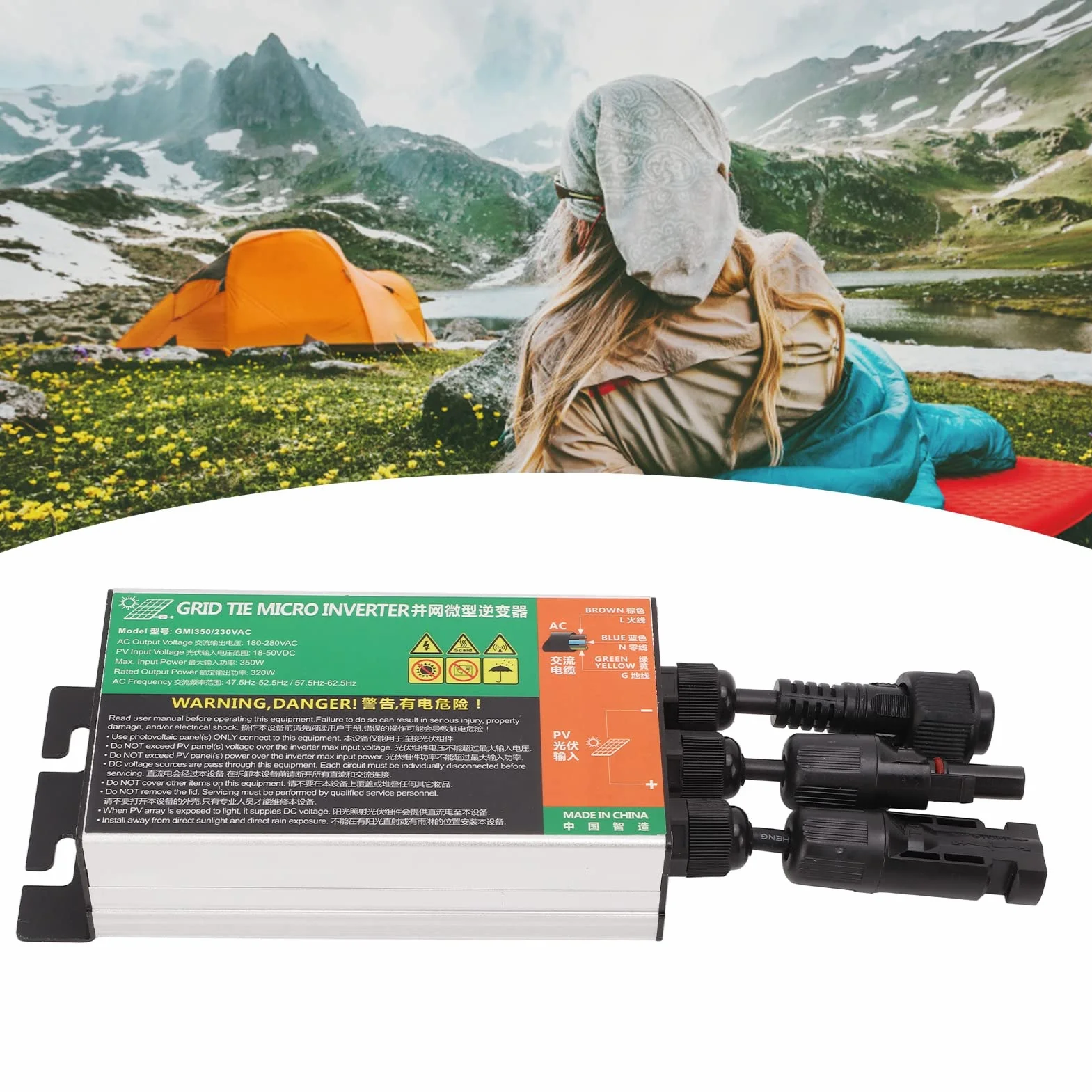 Alomejor Micro Inverter Solare 350W 230V Inverter Sinusoidale MPPT Impermeabile per Piccoli Impianti Solari
