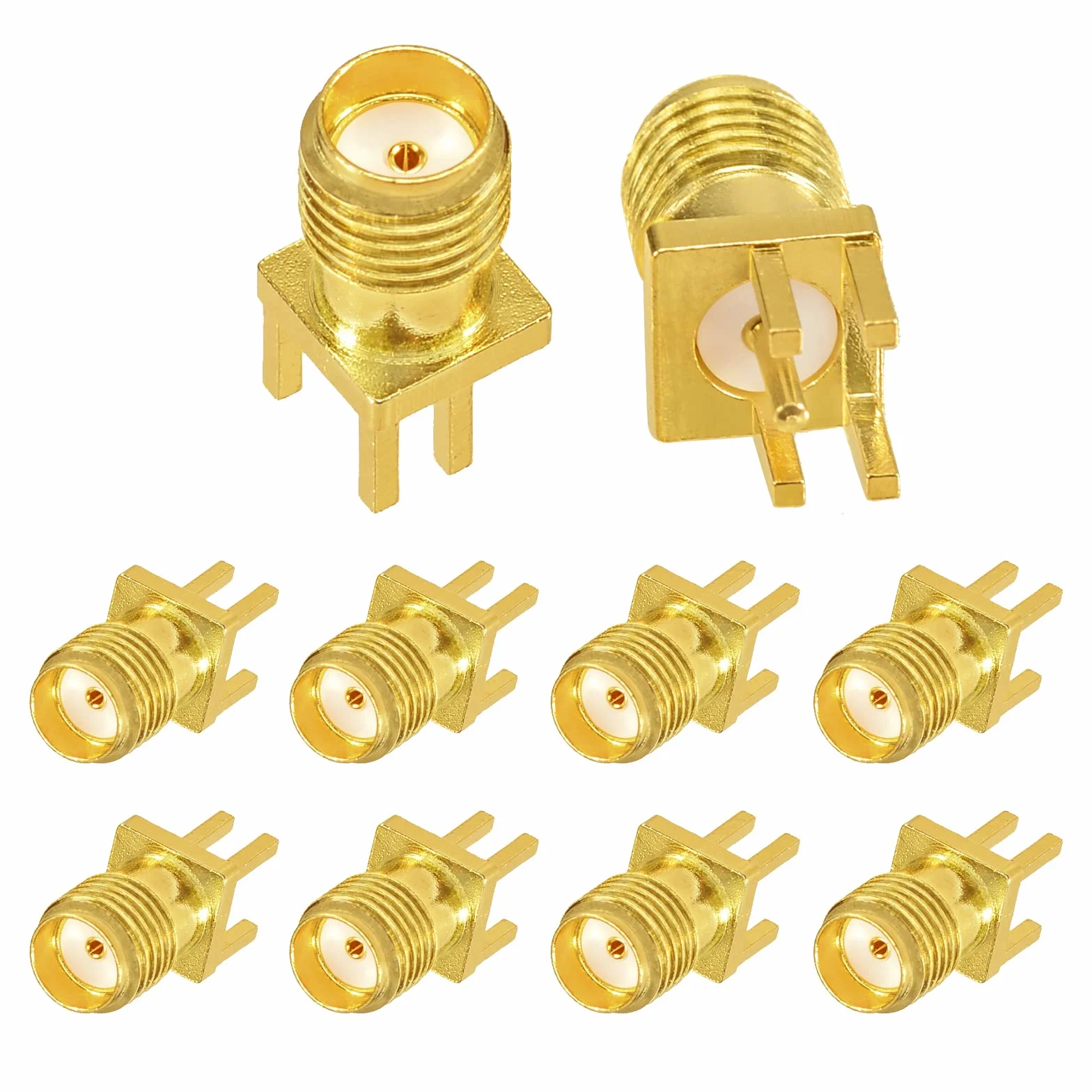 Superbat Connettore SMA Femmina Montaggio a Bordo PCB 50 Ohm Ottone Dorato Saldatura Diritto 1.3mm End Launch 3GHz 10 Pezzi