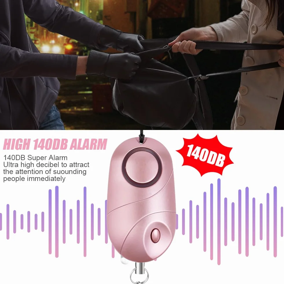 Flintronic Allarme Personale, 2 Pezzi Allarme Antiaggressione da Donna, 140dB Alarm Ricaricabile Sirena, Alarm di Sicurezza Portachiavi con Luce LED per Anziani, Bambini, Donne