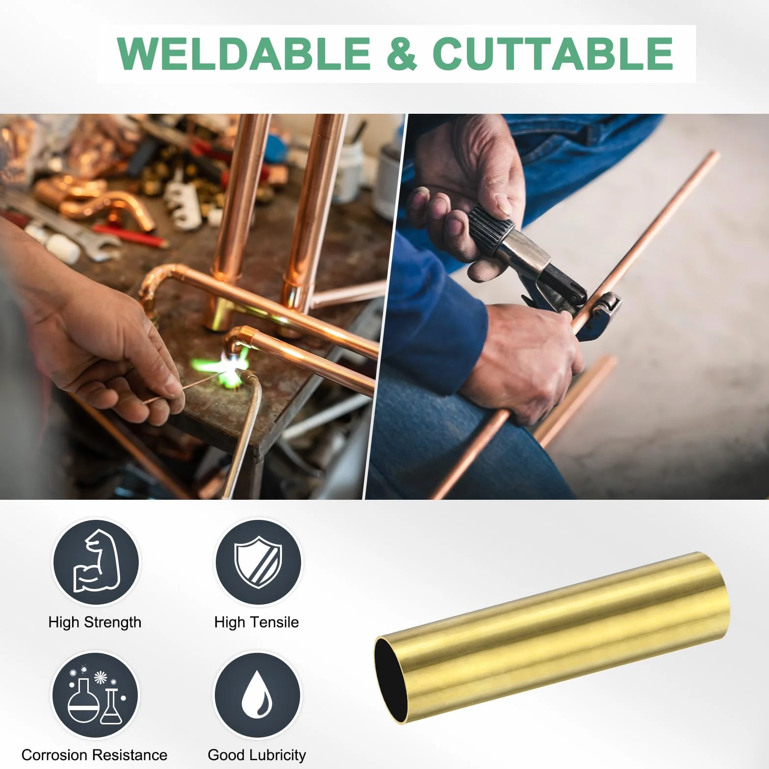 M METERXITY 10 Pcs 20mm Tubo Rotondo In Ottone, 5mm OD 0.2mm Spessore Della Parete
