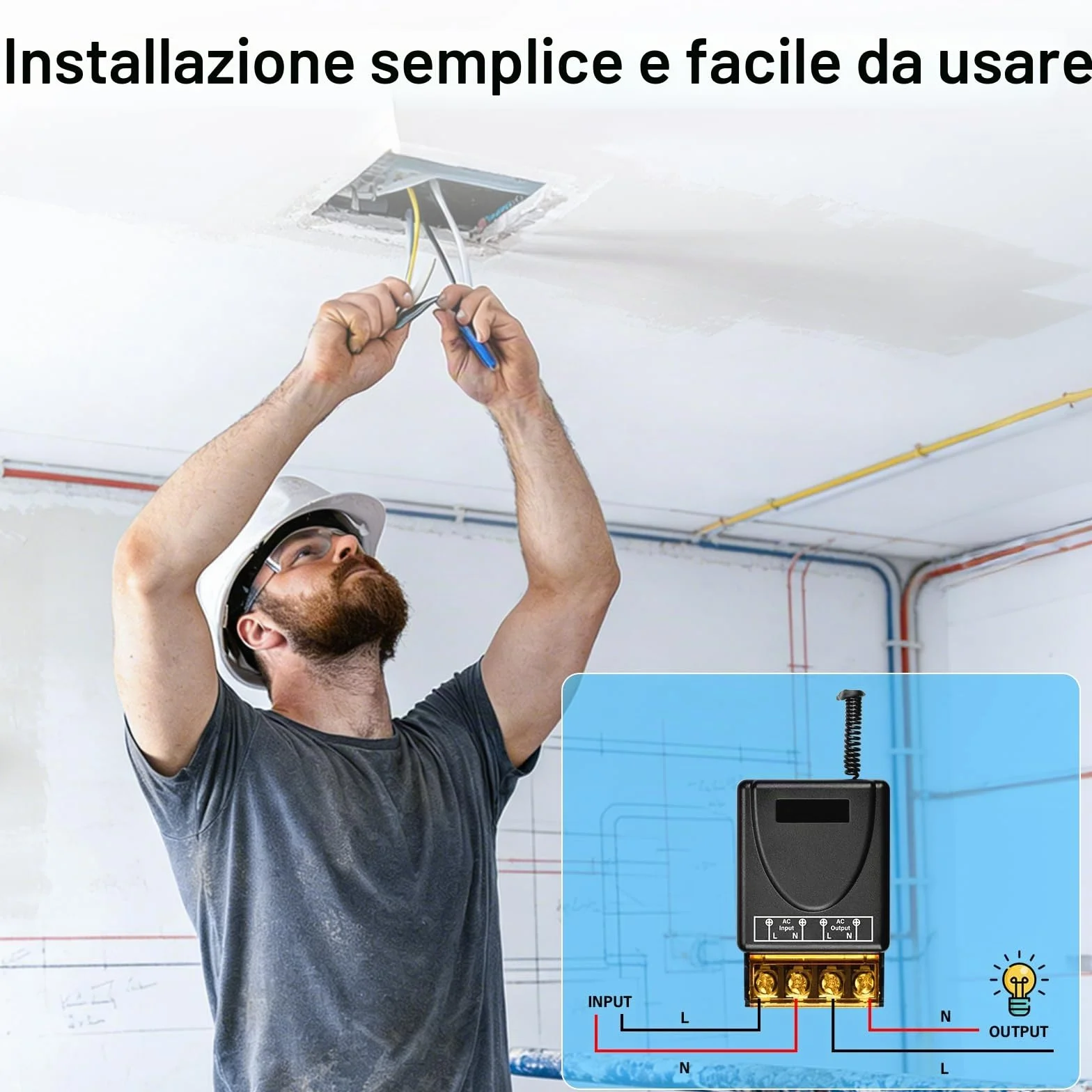 Interruttore con telecomando, interruttore wireless AC110v/220v/230v/240v, interruttore RF a relè 40A con portata lunga 300M piedi, per cancelli scorrevoli, luci e sistemi di allarme antifurto