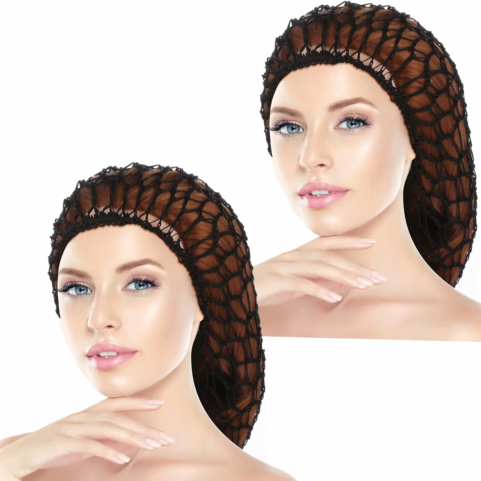 Rete Capelli Rayon Knit Snood Cappello Morbido Grande Copertura per Donne Ragazze Capelli Lunghi Lisci Ricci 2 Pezzi