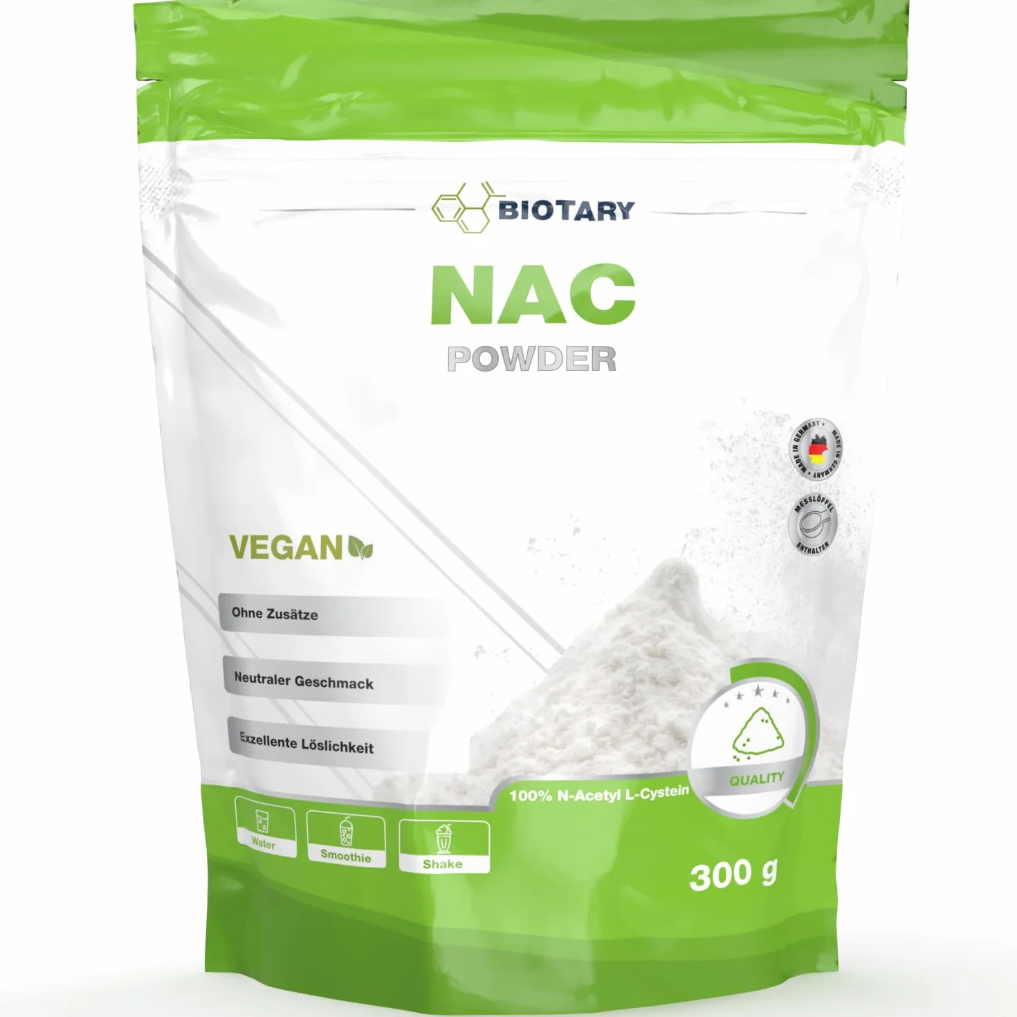 NAC Polvere 300 g N-acetile L-cisteina Alto dosaggio Vegano Testato in laboratorio