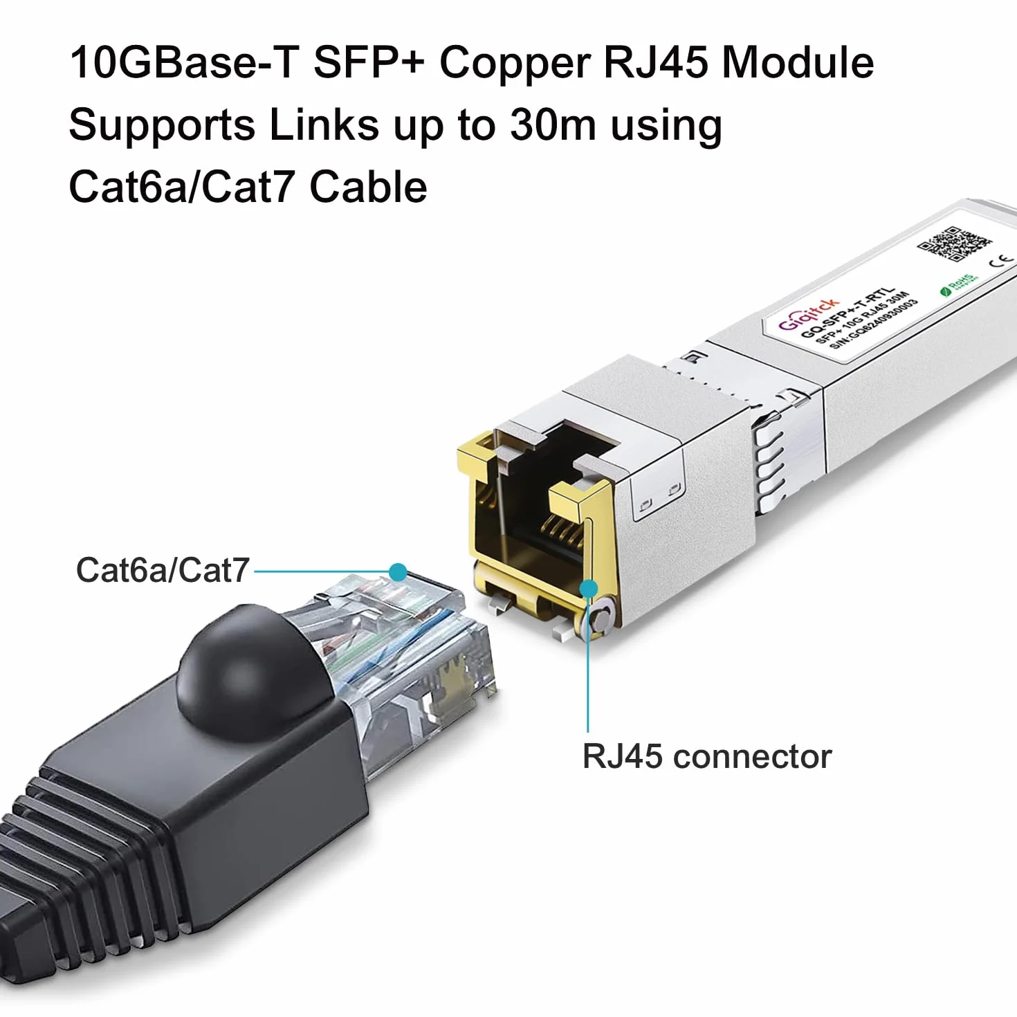 Cisco SFP-10G-T-S 10GBASE-T SFP+ RJ45 Transceiver con Chip RTL8261N per Ubiquiti Netgear D-Link fino a 30m