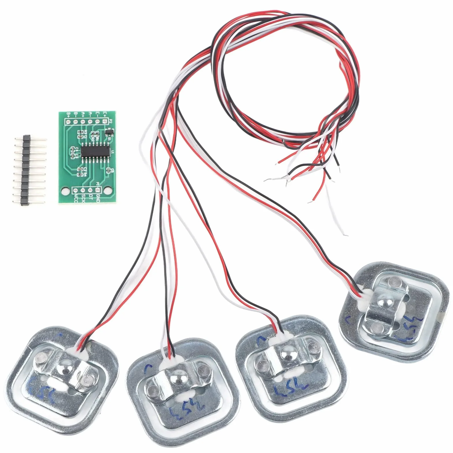 Kit Celle di Carico Half Bridge Cella di Carico 4PCS 50kg Cella di Carico 200kg Estensimetro HX711 Modulo 4 Individuali 50Kg