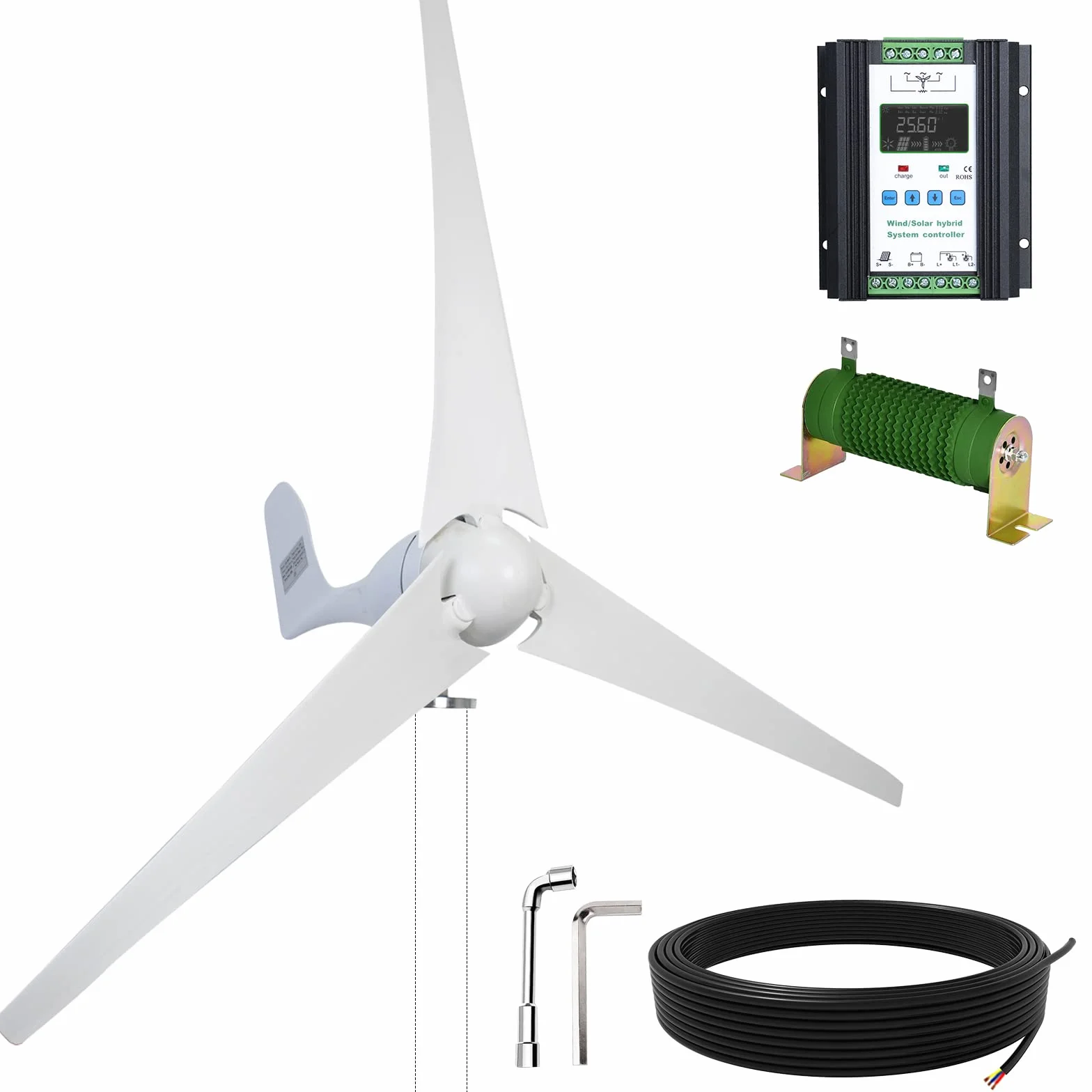 ECO-WORTHY 400W 12V generatore eolico kit di potenza con 20A 12/24V regolatore di carica ibrido per marine/famiglia/ibrido solare sistemi di energia eolica