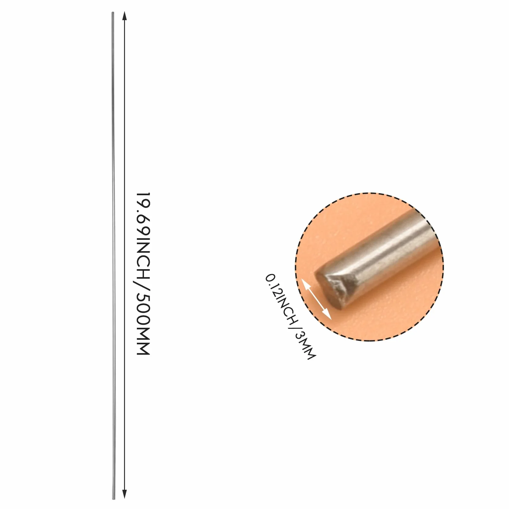 5 pezzi Diy Rc modello in acciaio inox circolare asta rotonda 500 mm x 3 mm