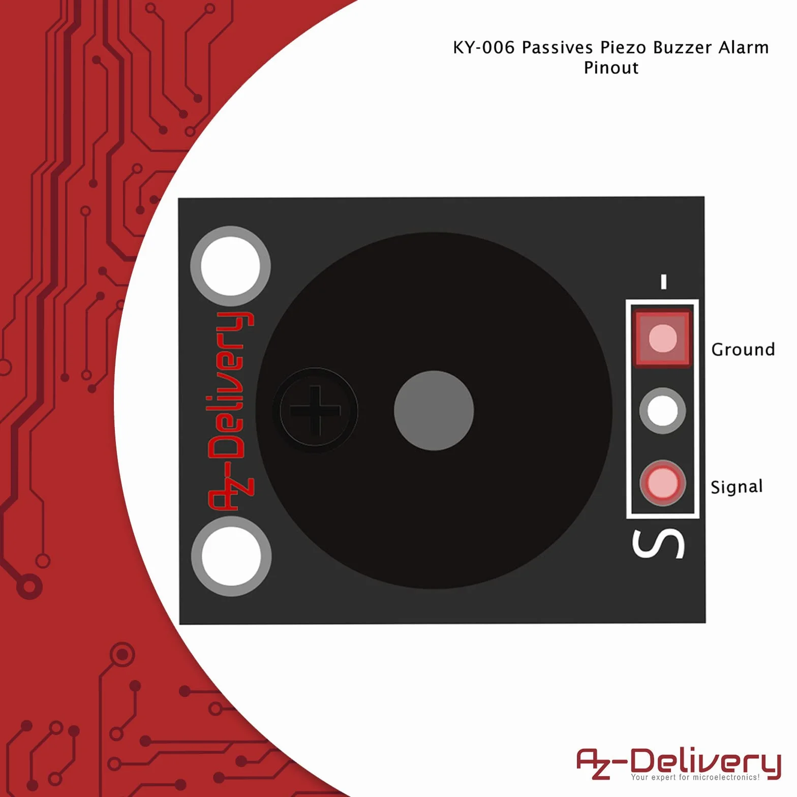 AZDelivery KY-006 Modulo di Allarme Passivo Piezo Cicalino compatibile con Arduino incluso un E-Book!