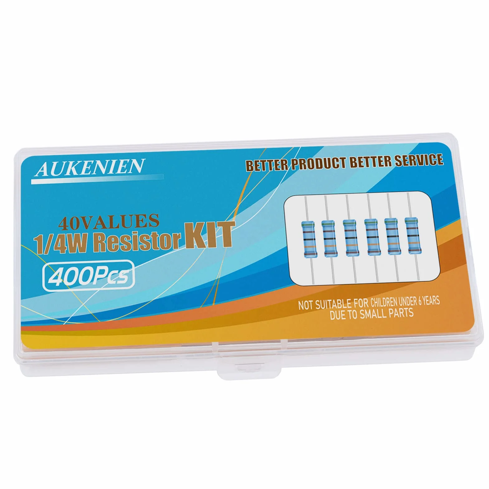 AUKENIEN 1/4W Kit Resistenze Resistori Elettrici 40 Valori 400 pezzi 0 Ohm-10M Ohm Resistenza 1% Metallico Film
