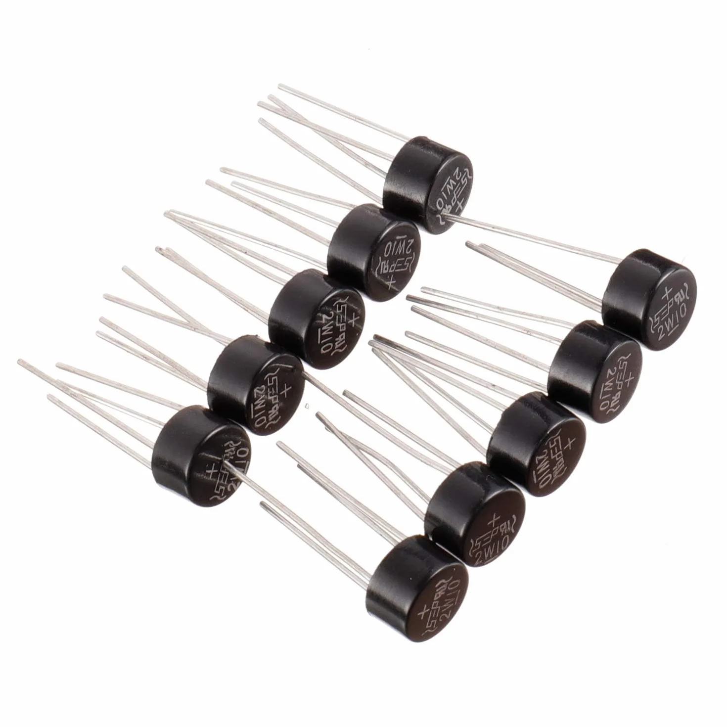 10 pezzi Diodo raddrizzatore a ponte 2W10 2A 1000V WOB Monofase Onda intera 2 ampere 1000 volt Diodi al silicio elettronici elpohl®