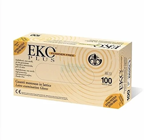 Guanti monouso lattice senza polvere DOC EKO PLUS 100 pz. L 8/8.5