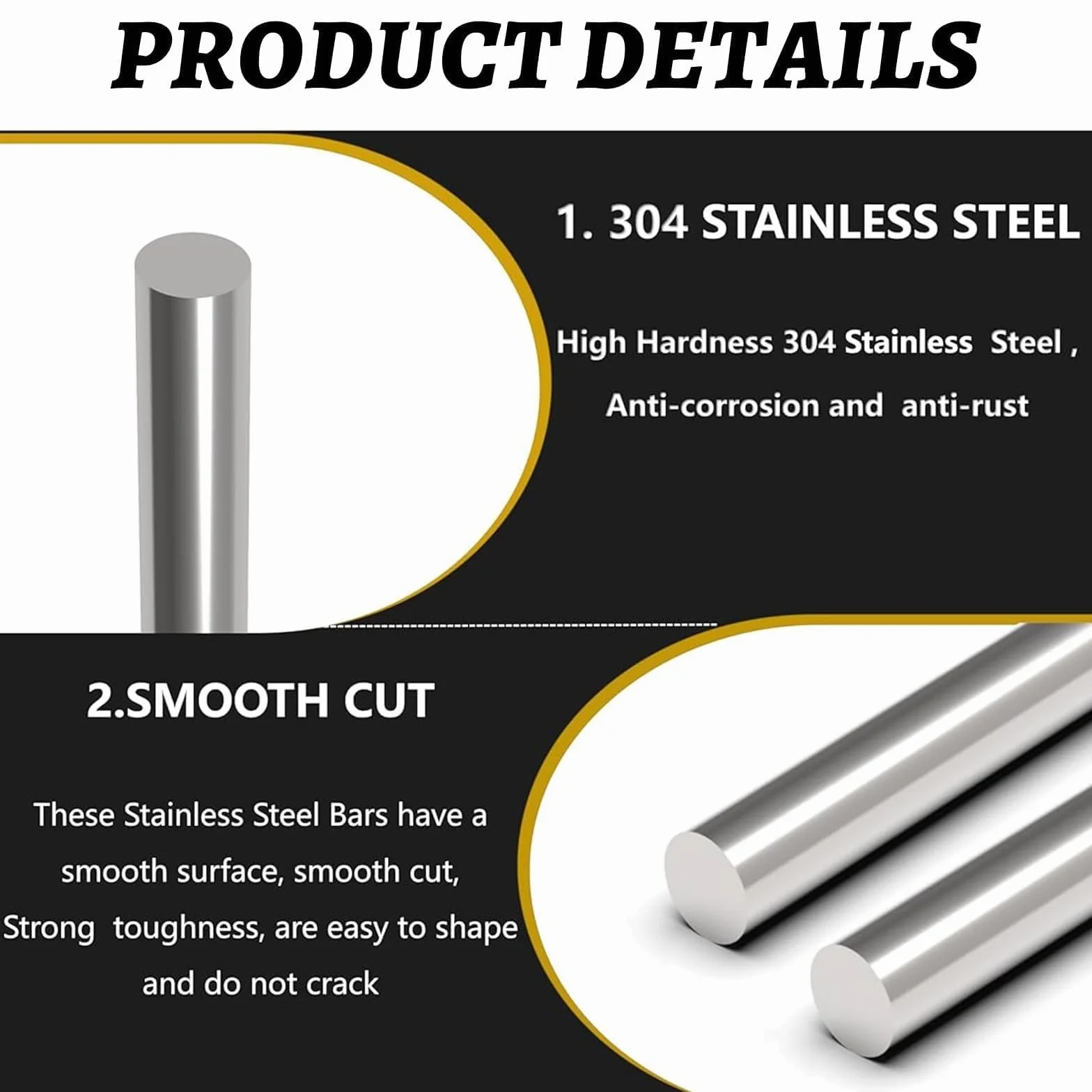 Aste di Acciaio Inox 3,5 mm x 300 mm Barre Solide Rotonde per Fai da Te